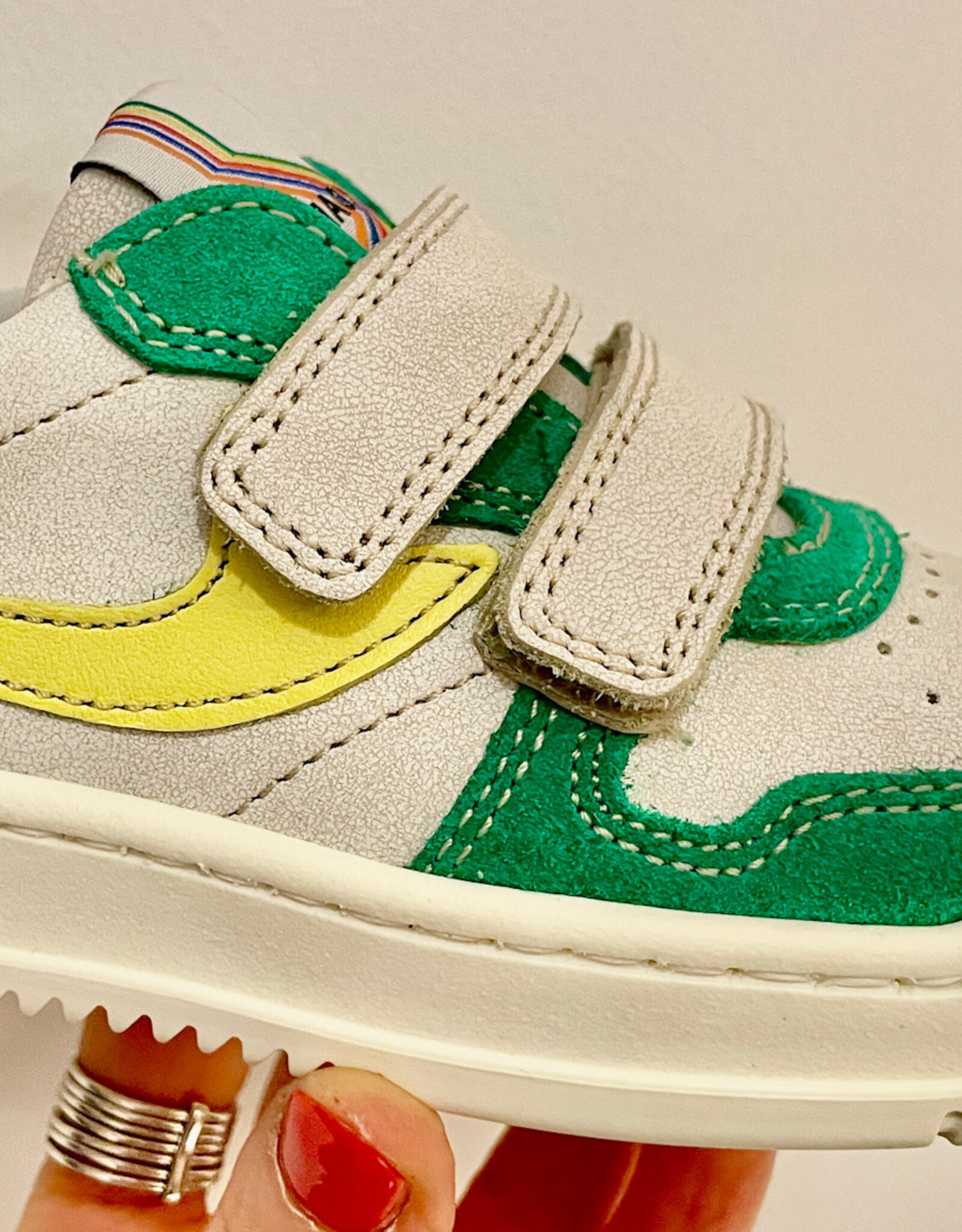ROMAGNOLI ROMAGNOLI sneakers velcro. in leder VERDE BIANCO