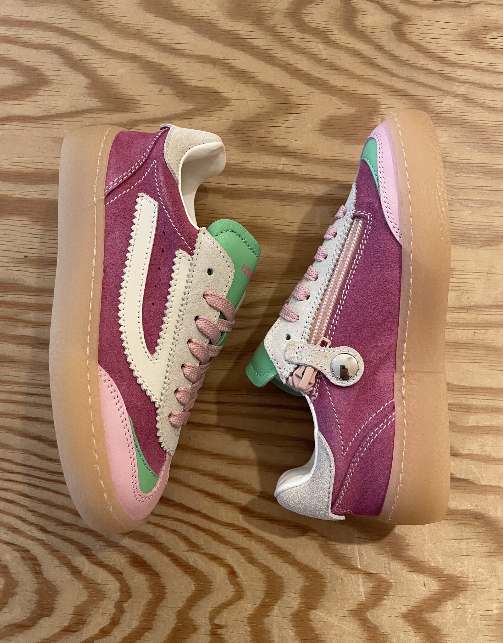 RONDINELLA RONDINELLA lederen sneakers PINK/GREEN