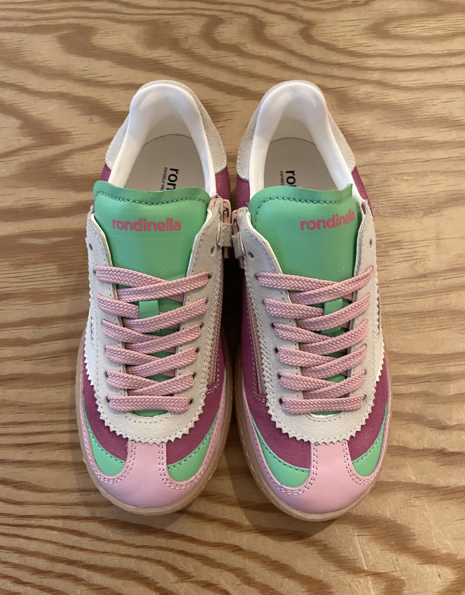 RONDINELLA RONDINELLA lederen sneakers PINK/GREEN