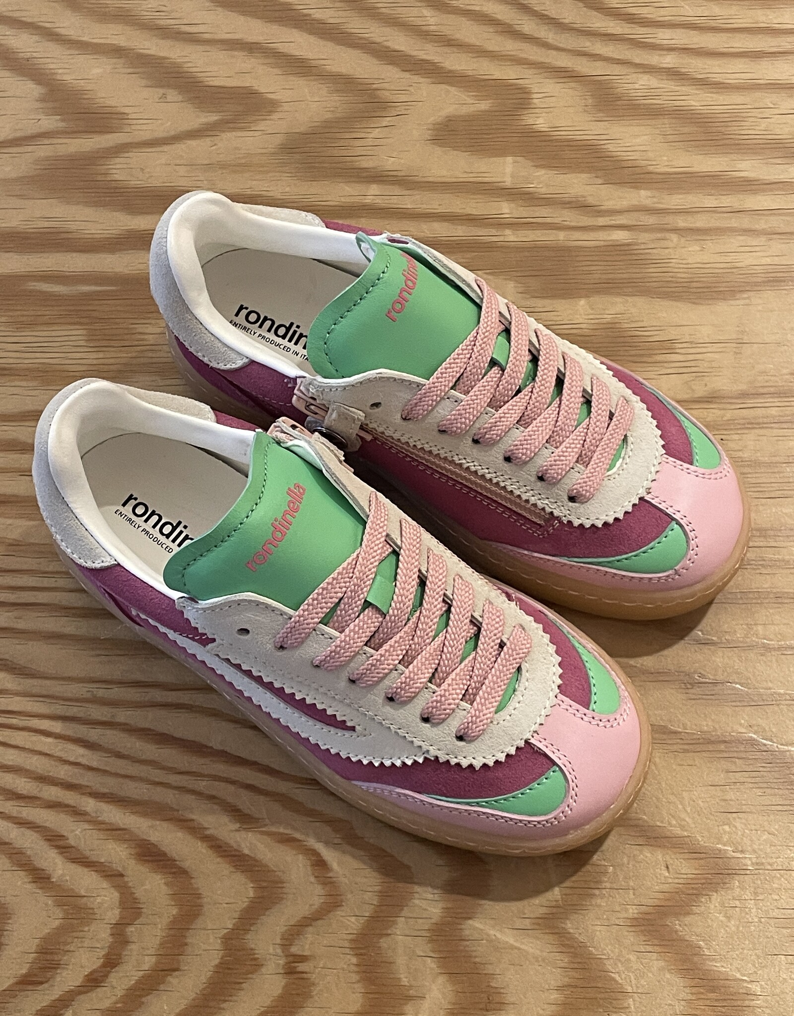 RONDINELLA RONDINELLA lederen sneakers PINK/GREEN