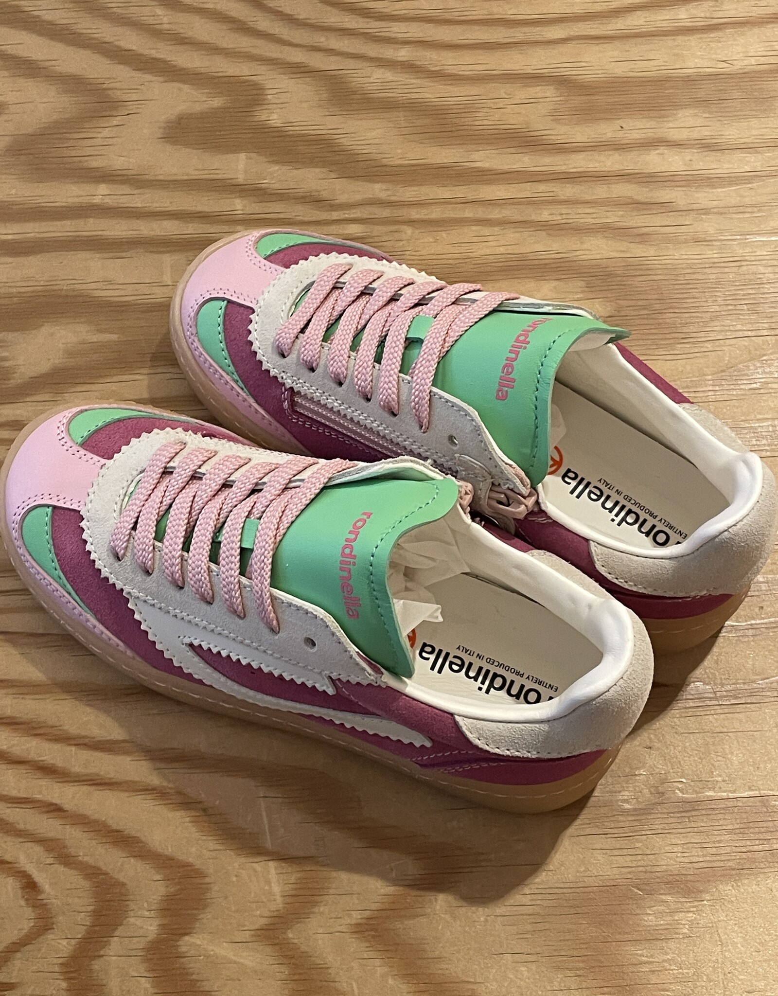 RONDINELLA RONDINELLA lederen sneakers PINK/GREEN