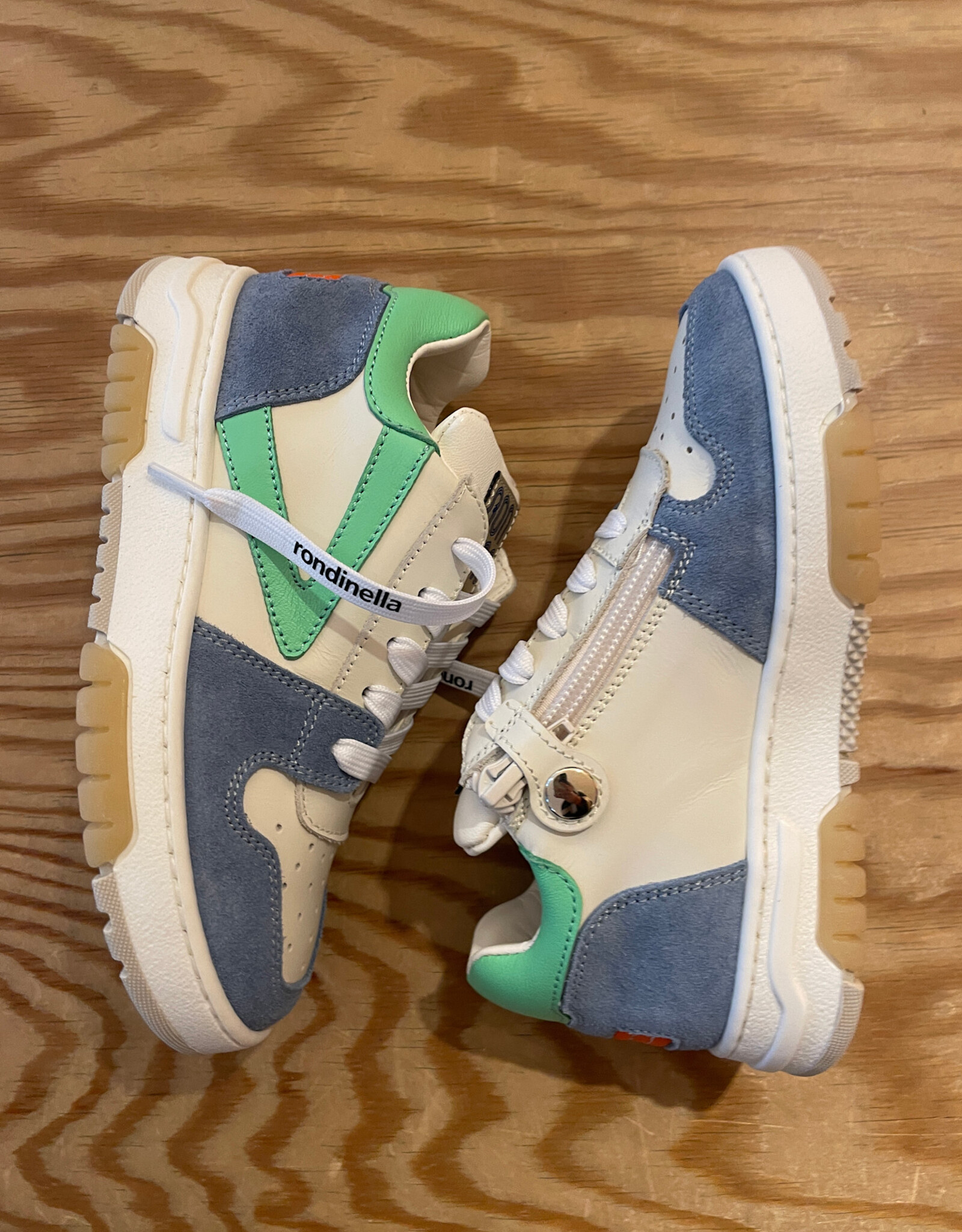 RONDINELLA RONDINELLA lederen sneaker LIGHTBLUE/GREEN