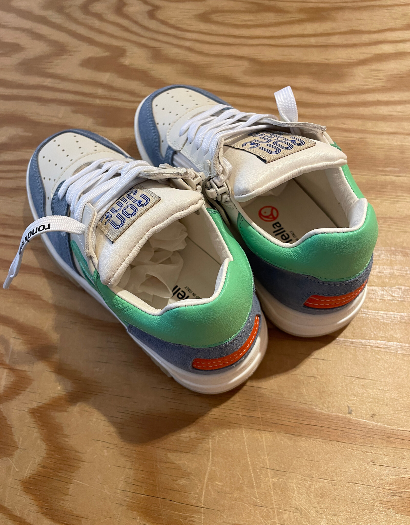 RONDINELLA RONDINELLA lederen sneaker LIGHTBLUE/GREEN