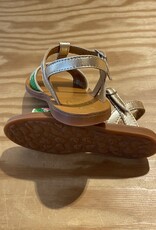 POM D'API POM D'API PLAGETTE LEDEREN SANDALEN MET RAPHIA BROD VERT PLATINE