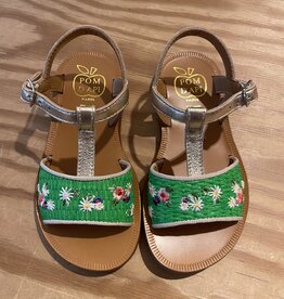 POM D'API POM D'API PLAGETTE LEDEREN SANDALEN MET RAFFIA