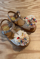 POM D'API POM D'API PLAGETTE POMPOM SANDALEN LAM ORO PALA CREMA