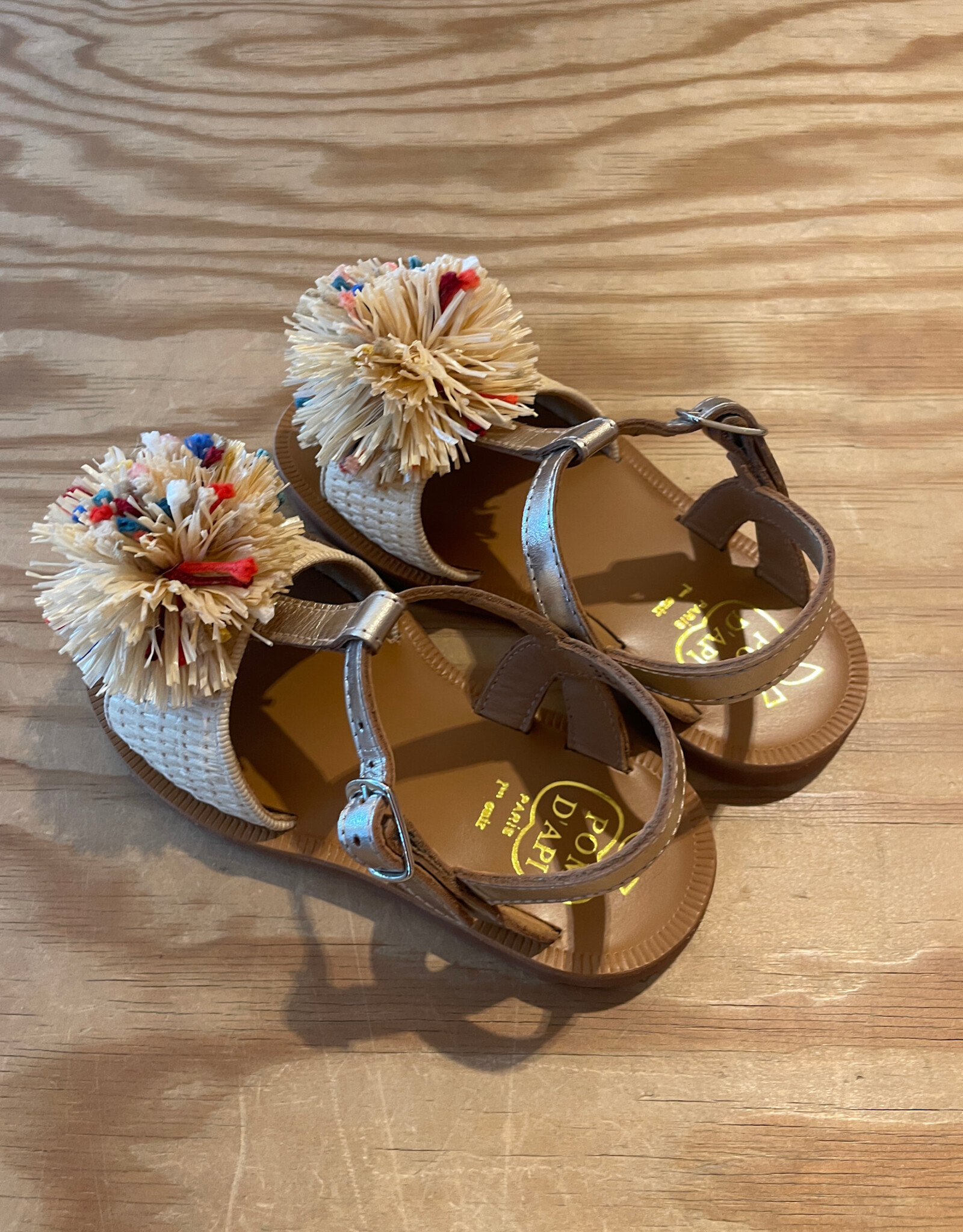 POM D'API POM D'API PLAGETTE POMPOM SANDALEN LAM ORO PALA CREMA