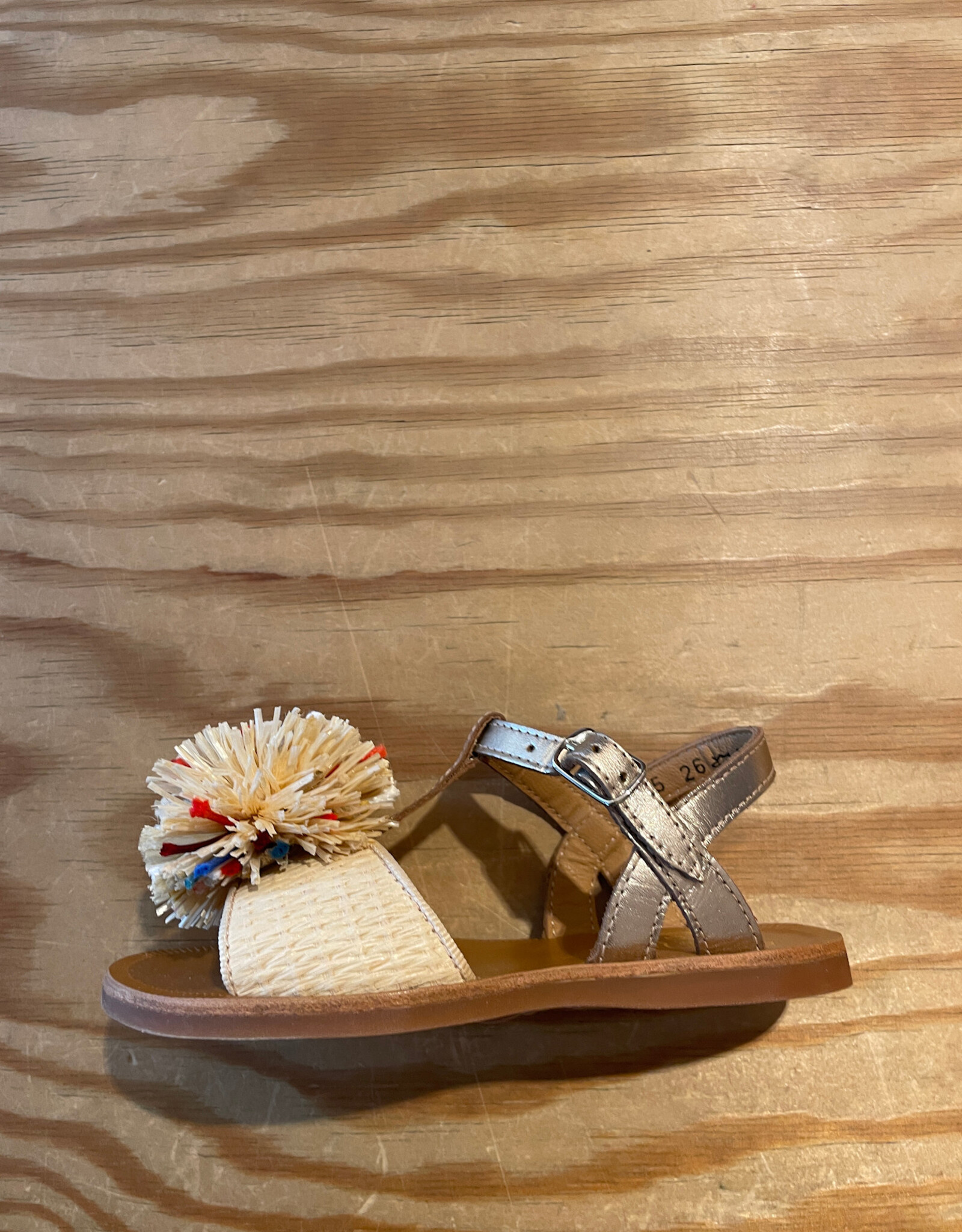 POM D'API POM D'API PLAGETTE POMPOM SANDALEN LAM ORO PALA CREMA