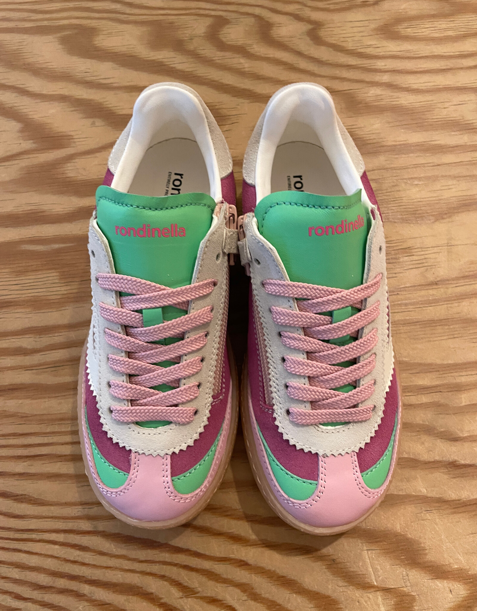 RONDINELLA RONDINELLA lederen sneakers PINK/GREEN