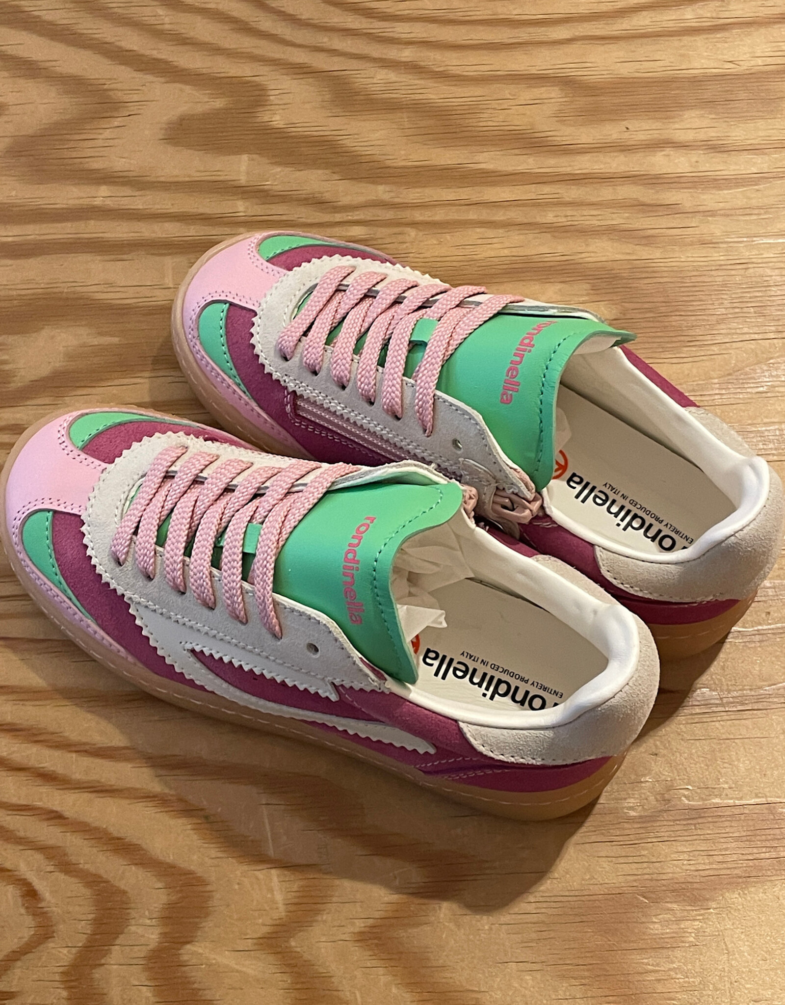 RONDINELLA RONDINELLA lederen sneakers PINK/GREEN
