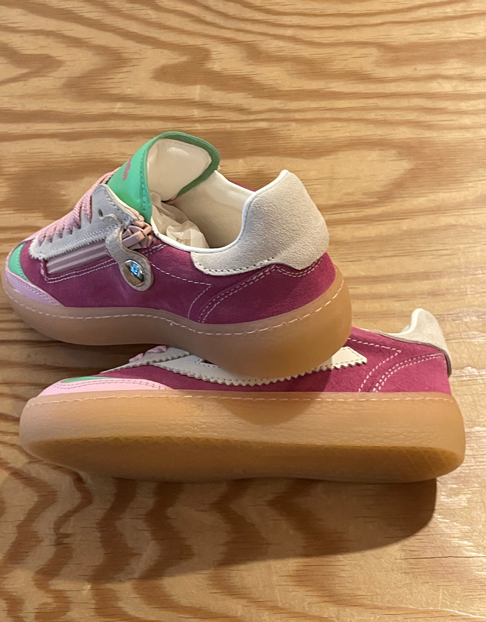 RONDINELLA RONDINELLA lederen sneakers PINK/GREEN