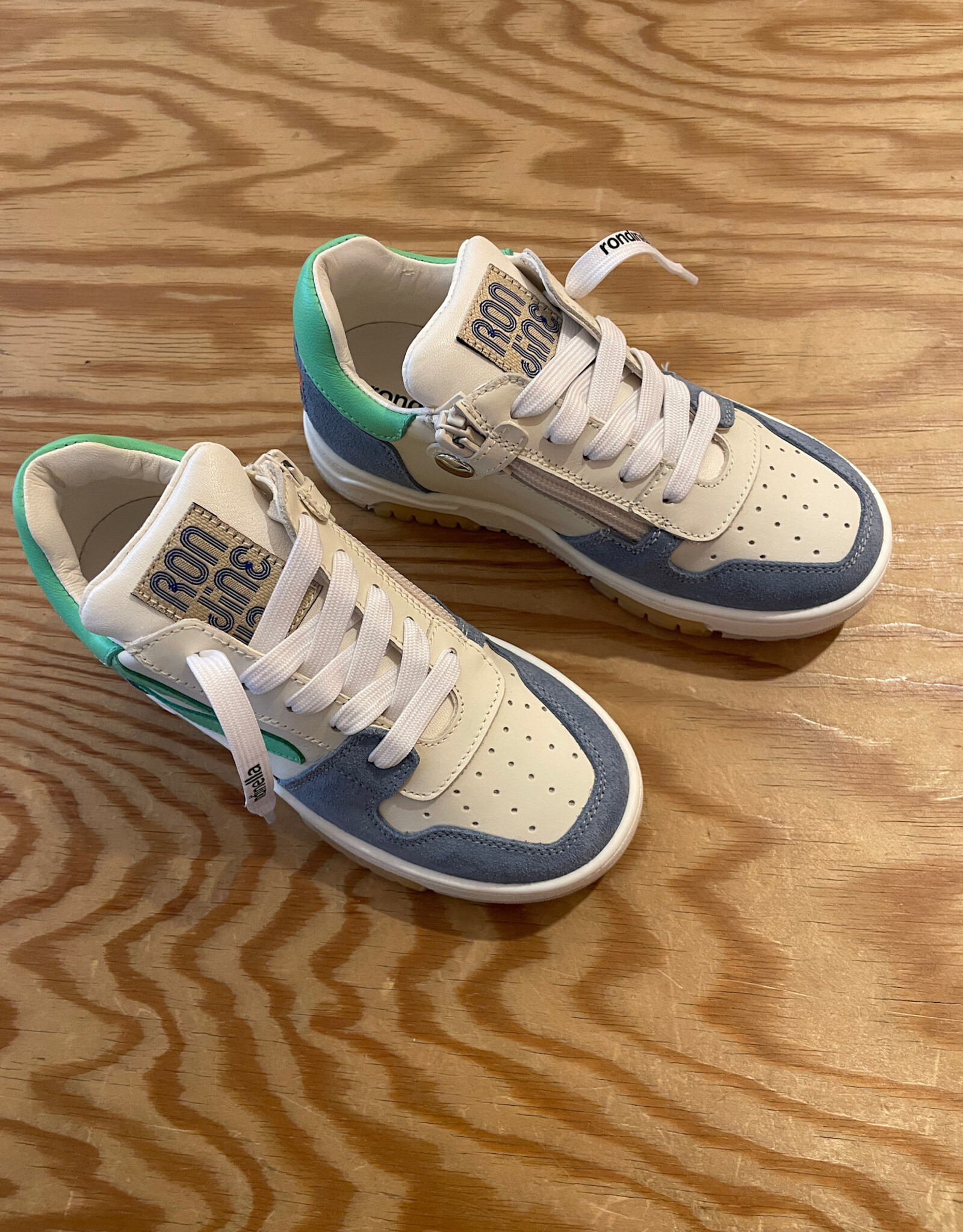 RONDINELLA RONDINELLA lederen sneaker LIGHTBLUE/GREEN