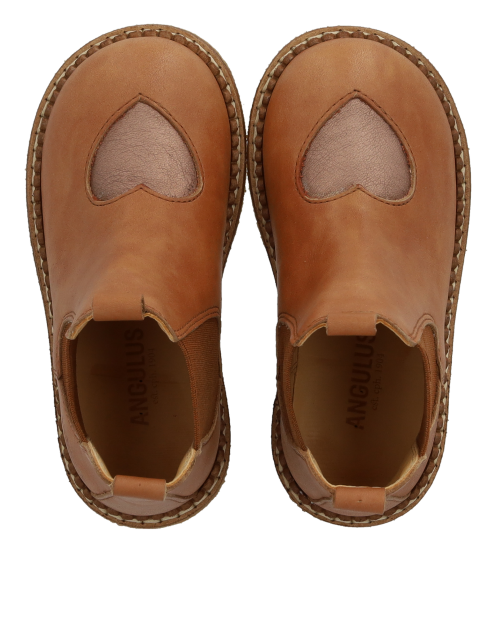 ANGULUS ANGULUS CHELSEA BOOT WITH HEART TAN