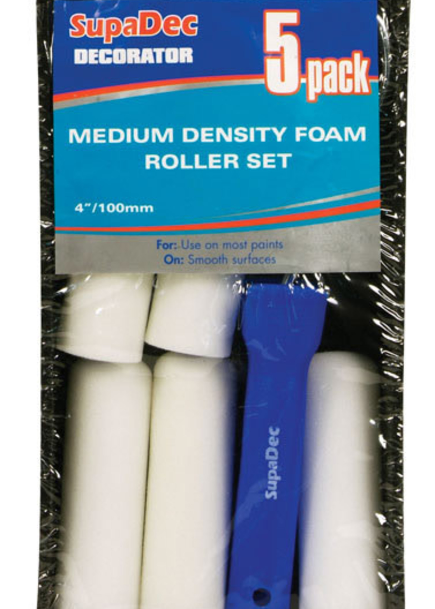 SupaDec SupaDec Foam Mini Paint Roller Set (Pack of 5) White / Blue 4" / 100mm