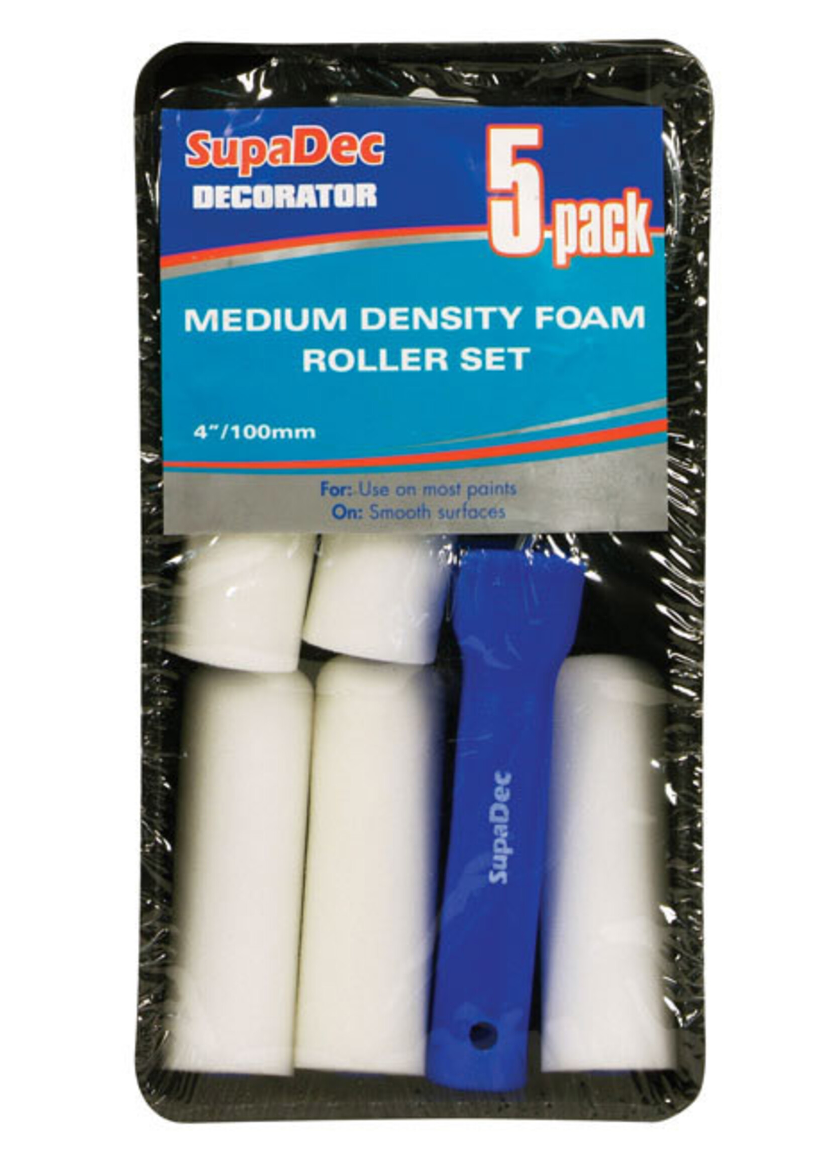 SupaDec SupaDec Foam Mini Paint Roller Set (Pack of 5) White / Blue 4" / 100mm