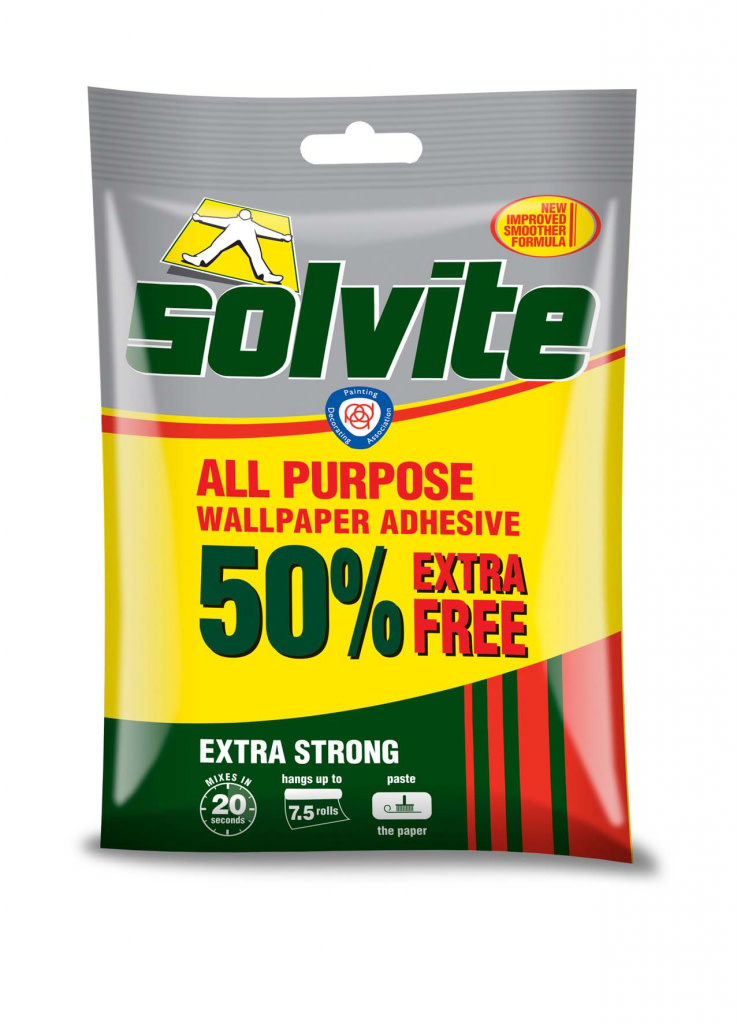 Solvite Wallpaper Adhesive 5 Roll + 50% Extra Free - Clock's Home and Garden