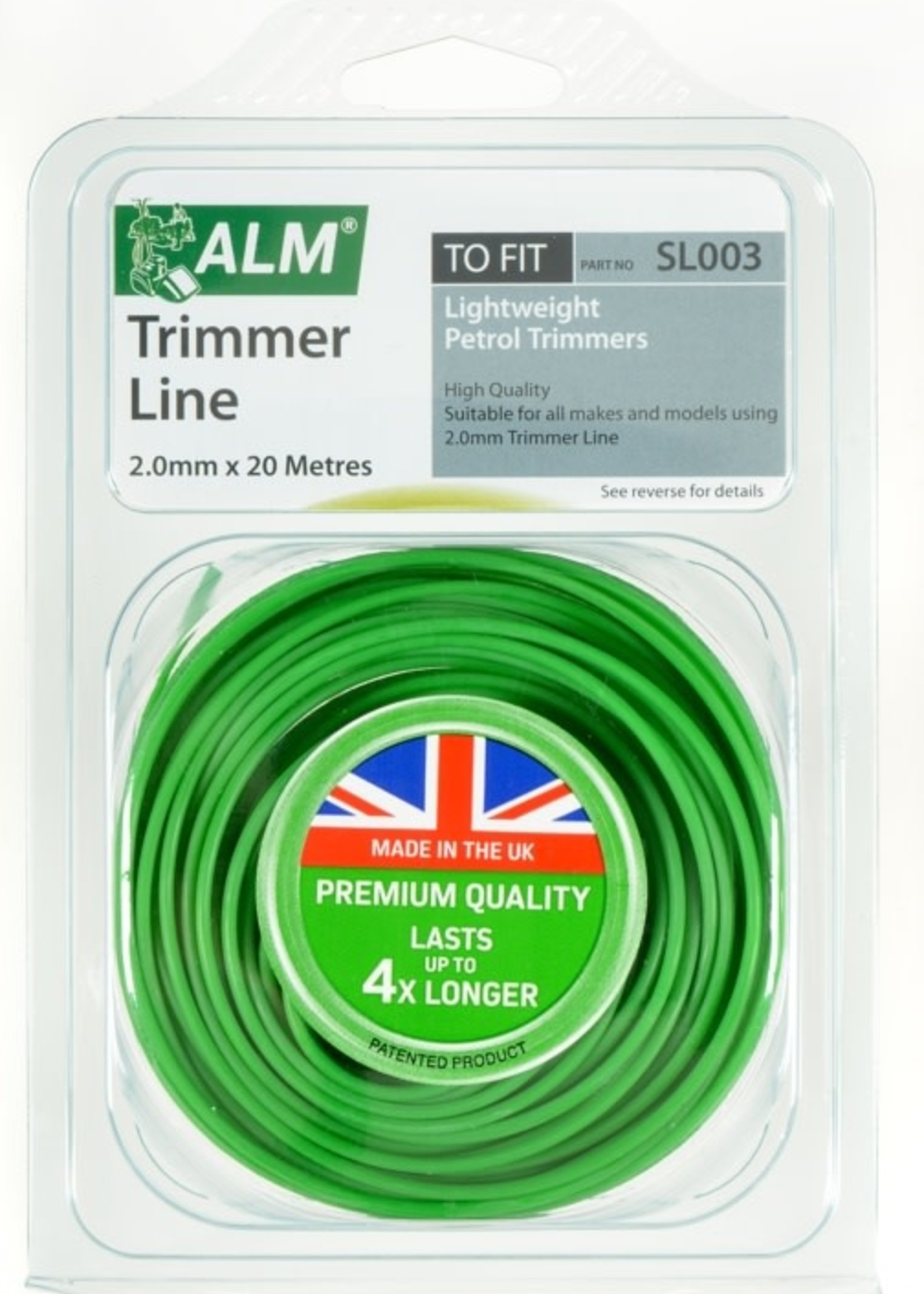 ALM LAWNMOWER SPARES ALM Trimmer Line - Green 2.0mm x 20m SL003