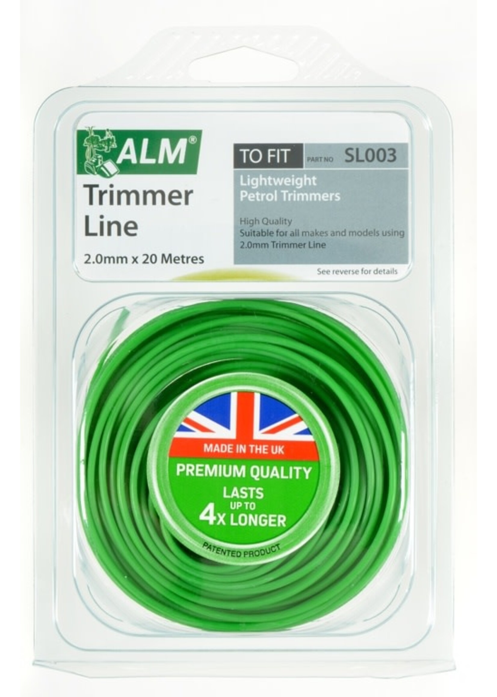 ALM LAWNMOWER SPARES ALM Trimmer Line - Green 2.0mm x 20m SL003