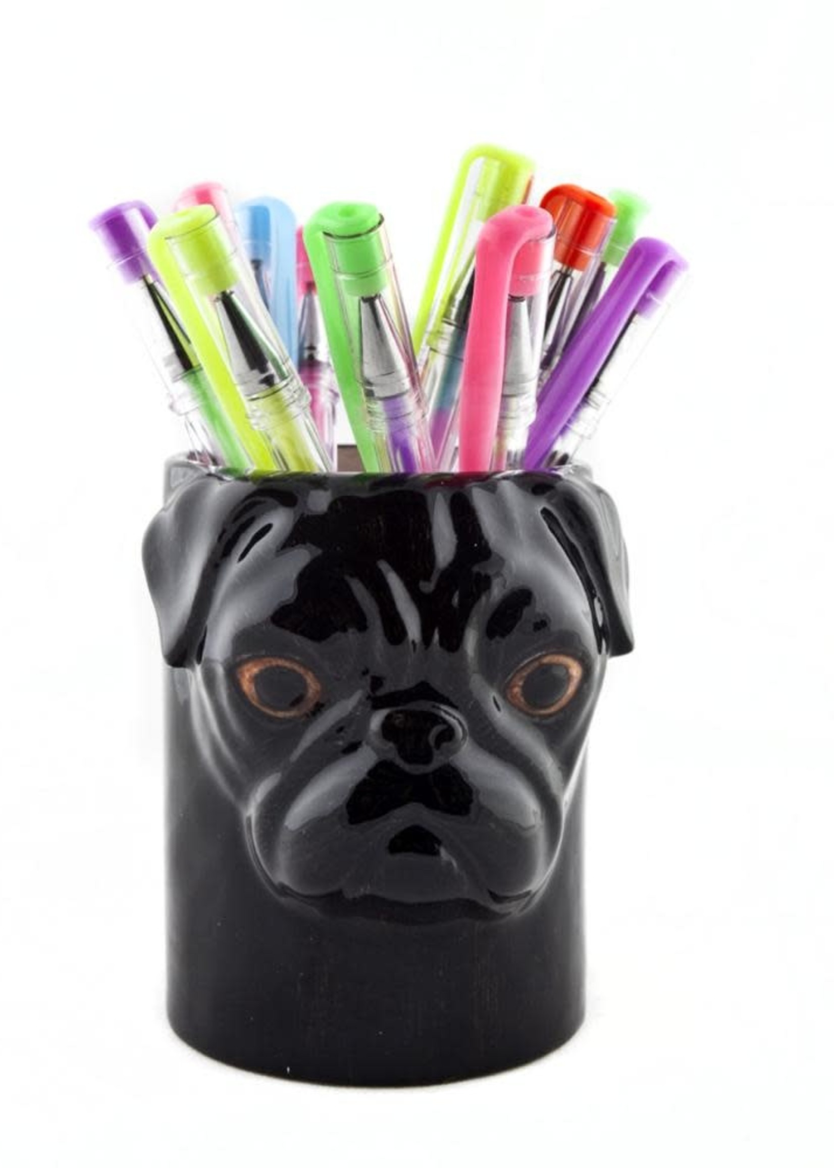 Quail Black Pug Pencil Pot