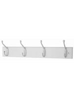 White 4 Coat Hooks On Board
