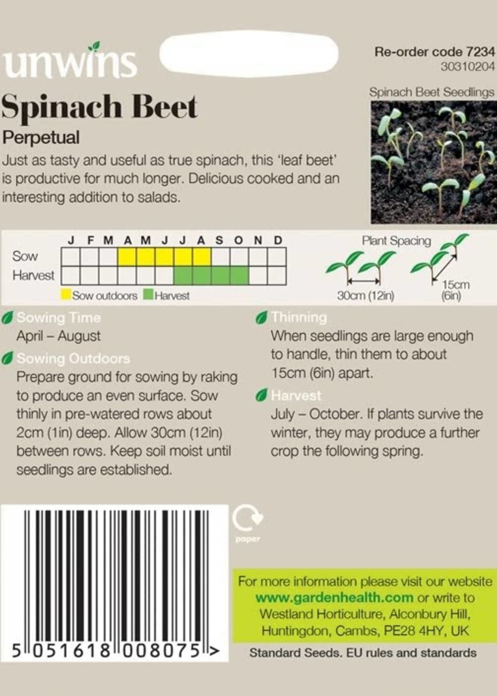 Unwins Spinach Beet - Perpetual