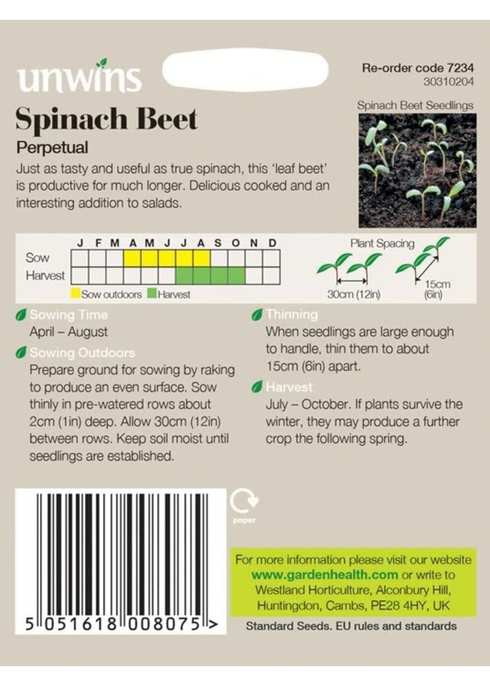 Unwins Spinach Beet - Perpetual