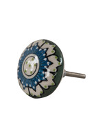 Ian Snow Green/Blue Textured Ceramic Door Knob