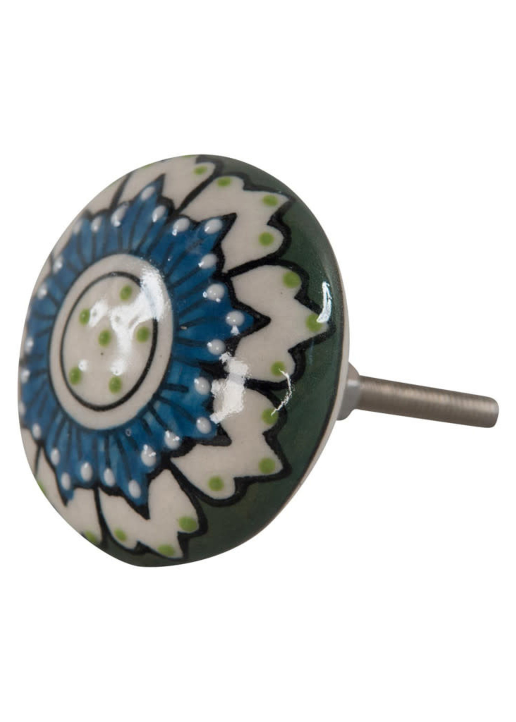 Ian Snow Green/Blue Textured Ceramic Door Knob