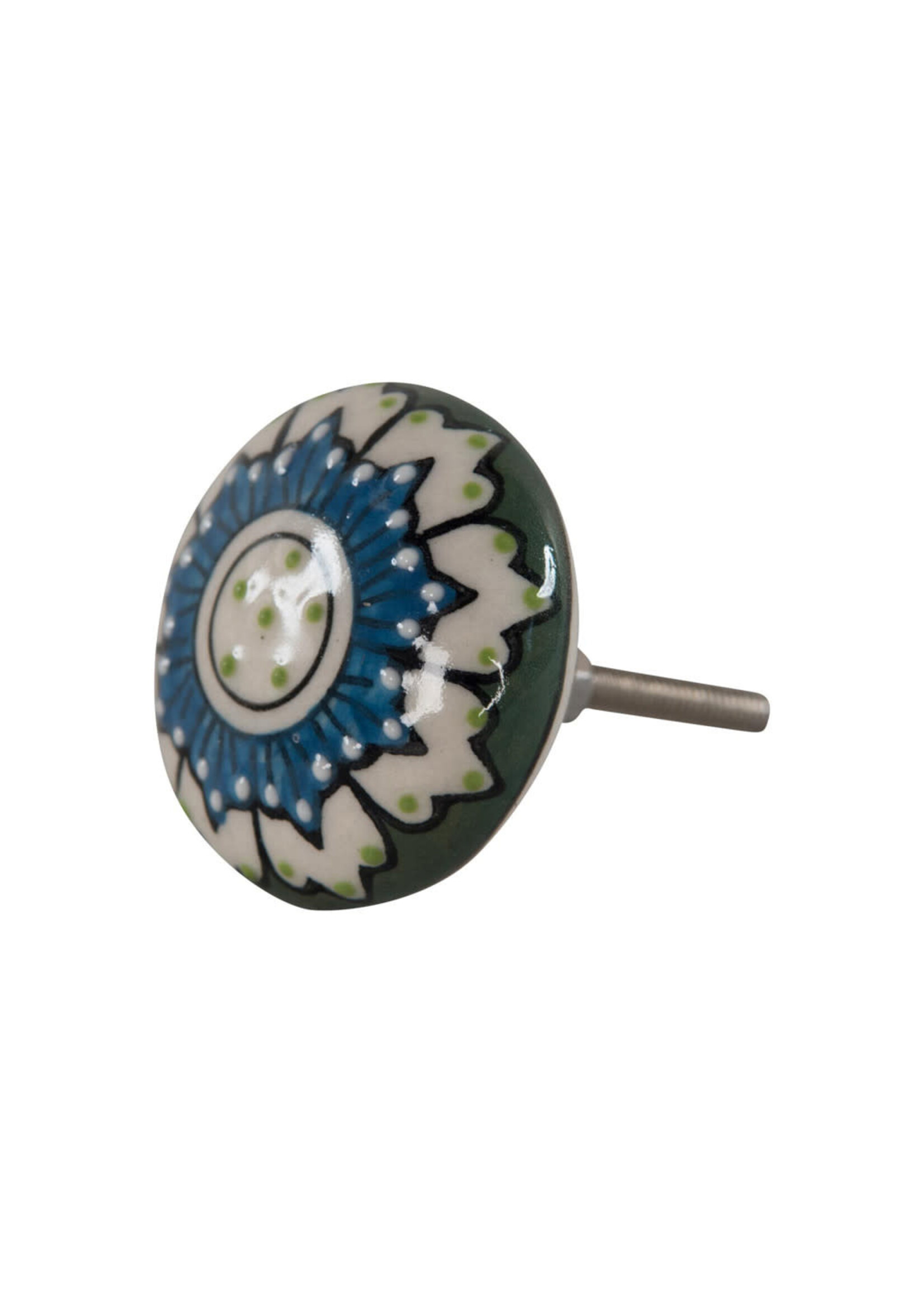 Ian Snow Green/Blue Textured Ceramic Door Knob