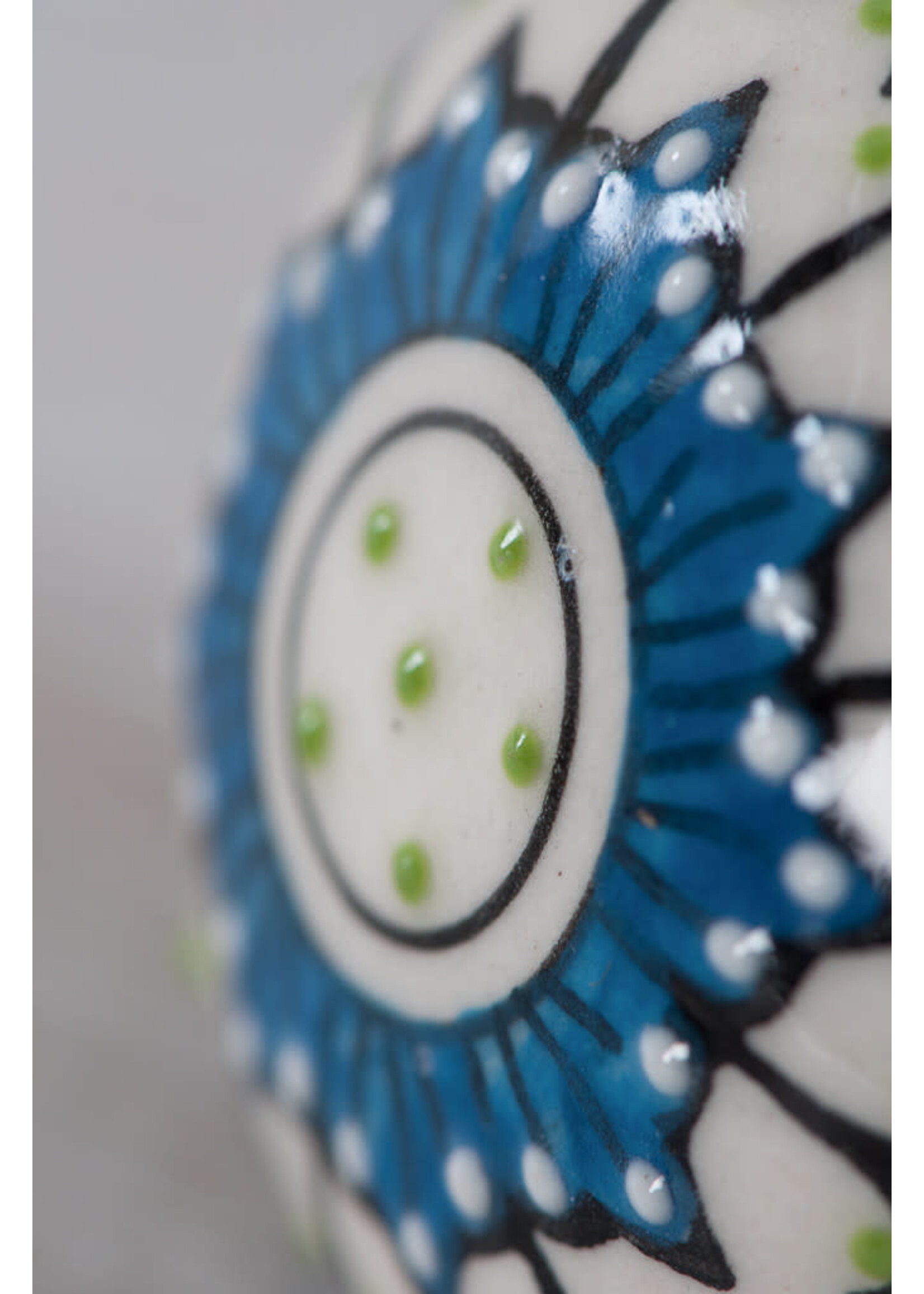 Ian Snow Green/Blue Textured Ceramic Door Knob