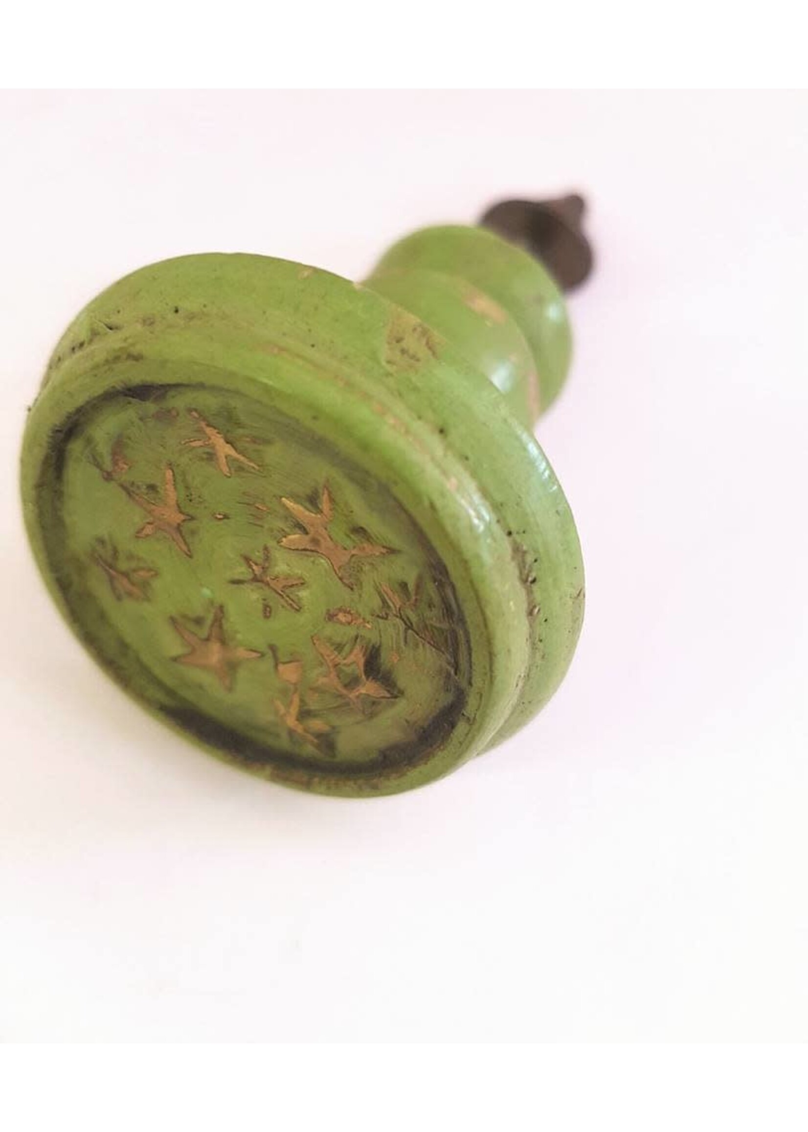 Ian Snow Green Distressed Look Wooden Door Knob