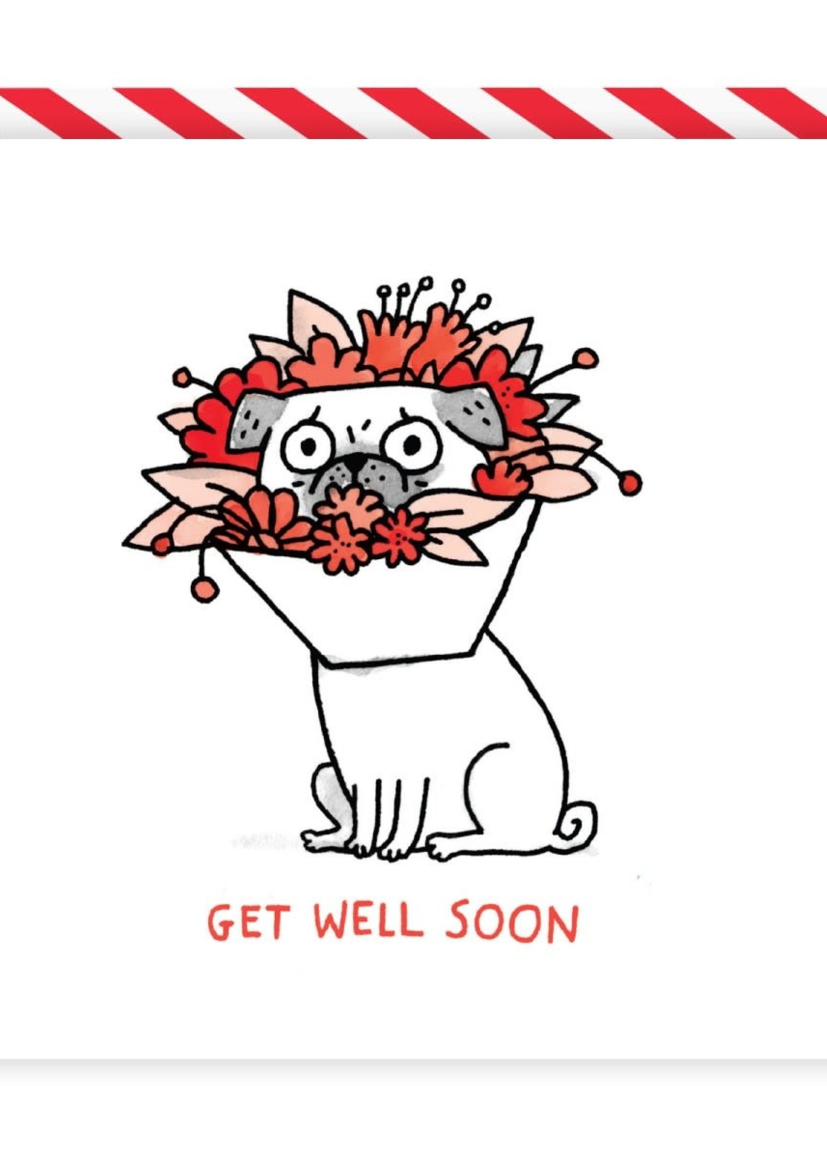 Ohh Deer Get Well Soon - Pug Square Greeting Card