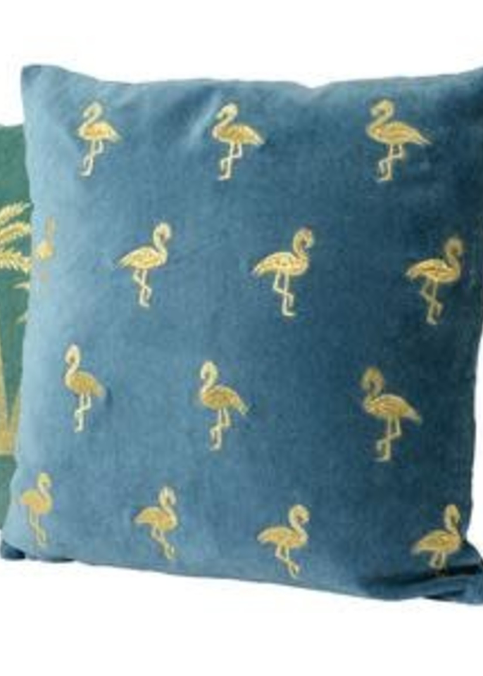 Kaemingk Velvet Cushion Flamingo / Palm Tree