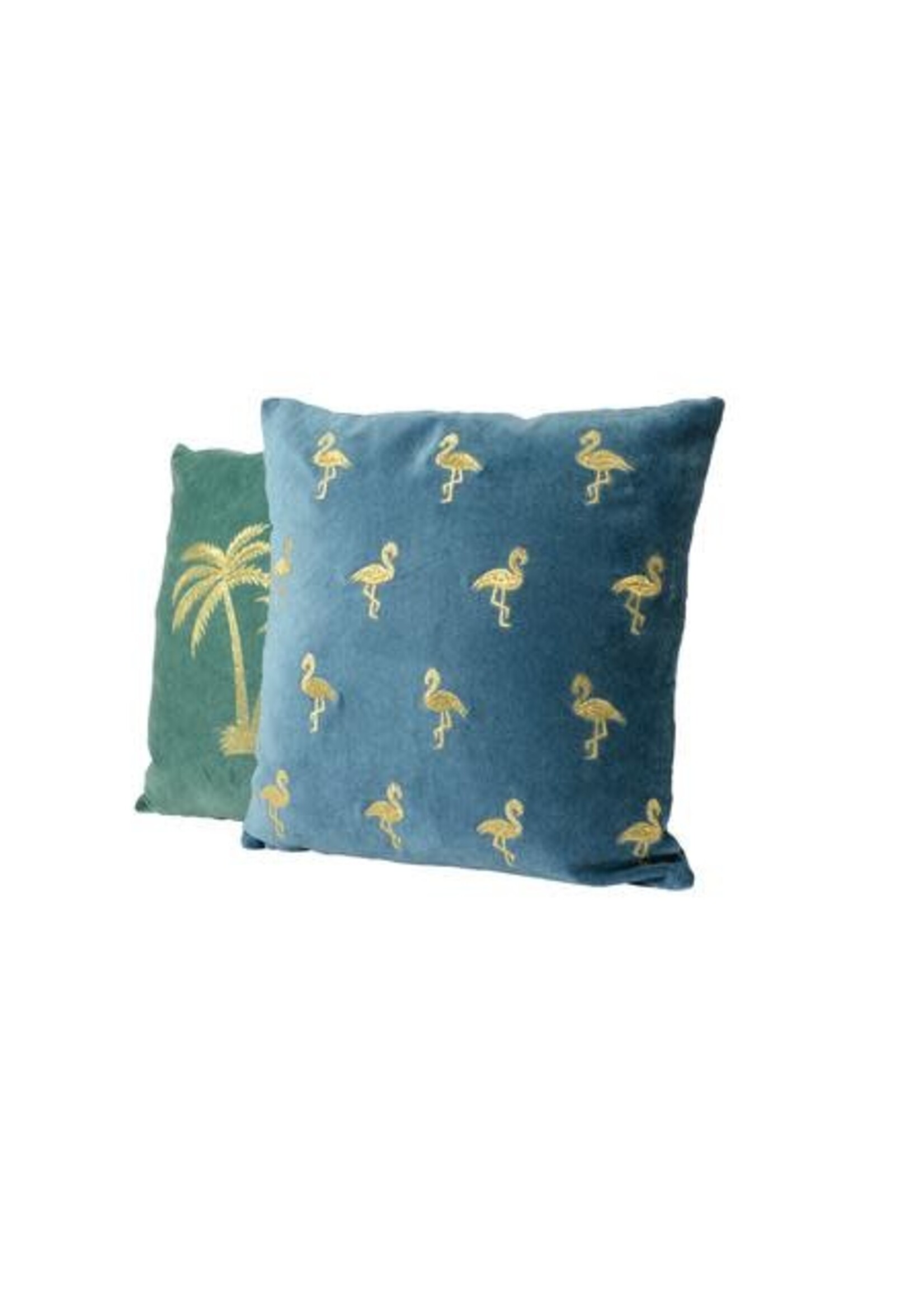 Kaemingk Velvet Cushion Flamingo / Palm Tree