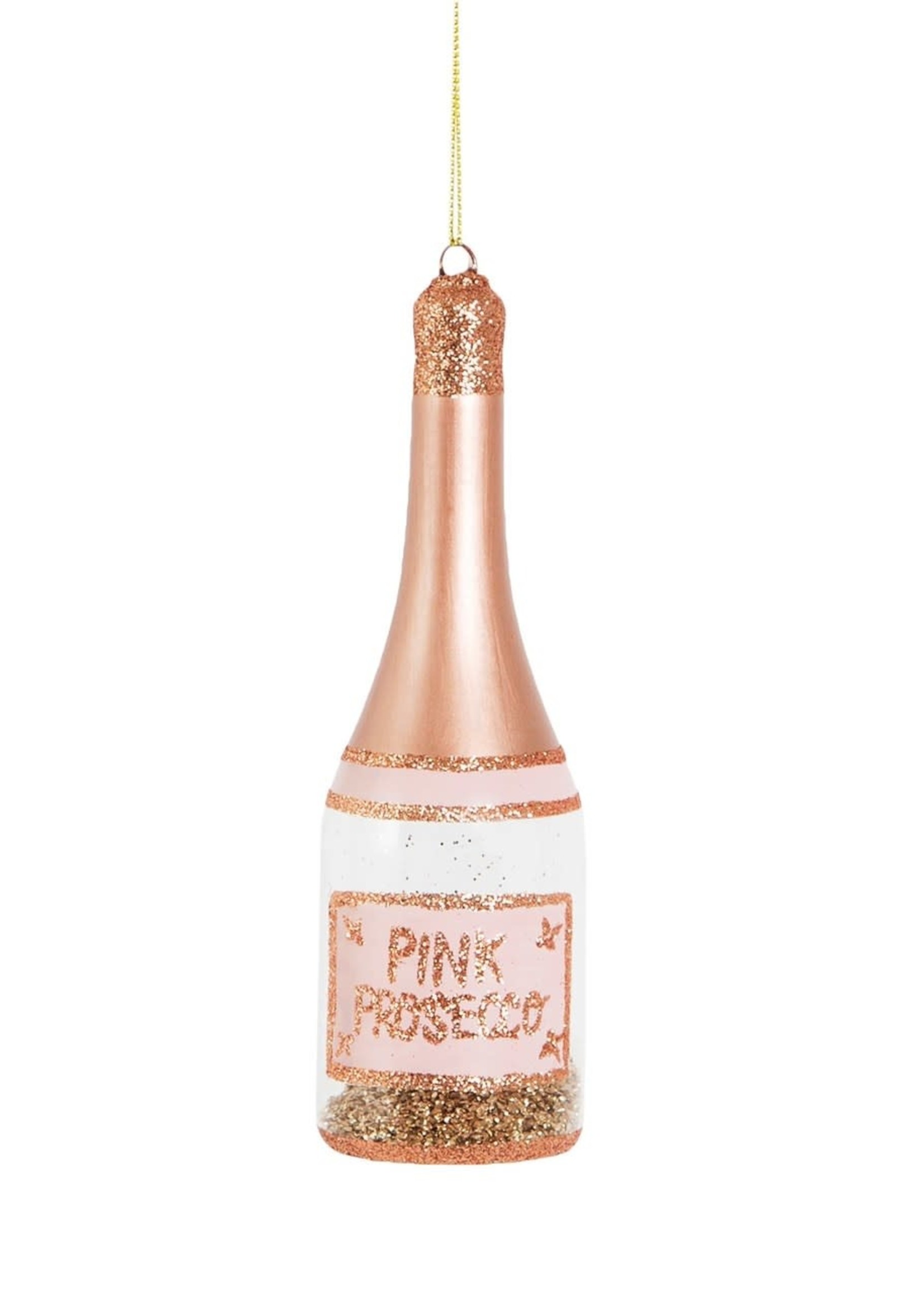 Sass & Belle Pink Prosecco Glitter Bauble