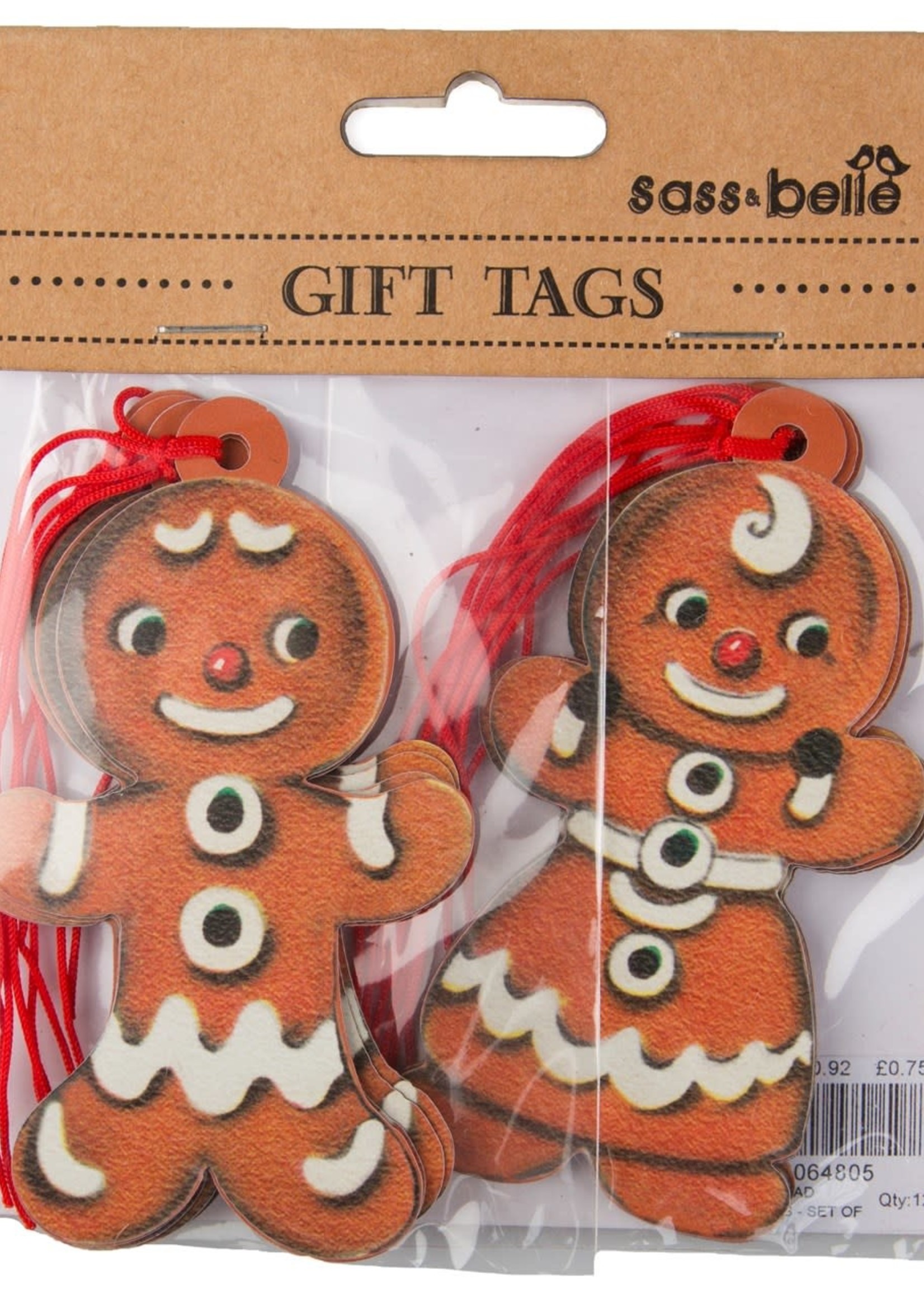 Sass & Belle Gift Tags, Retro Gingerbread Boy/Girl - 10 tags