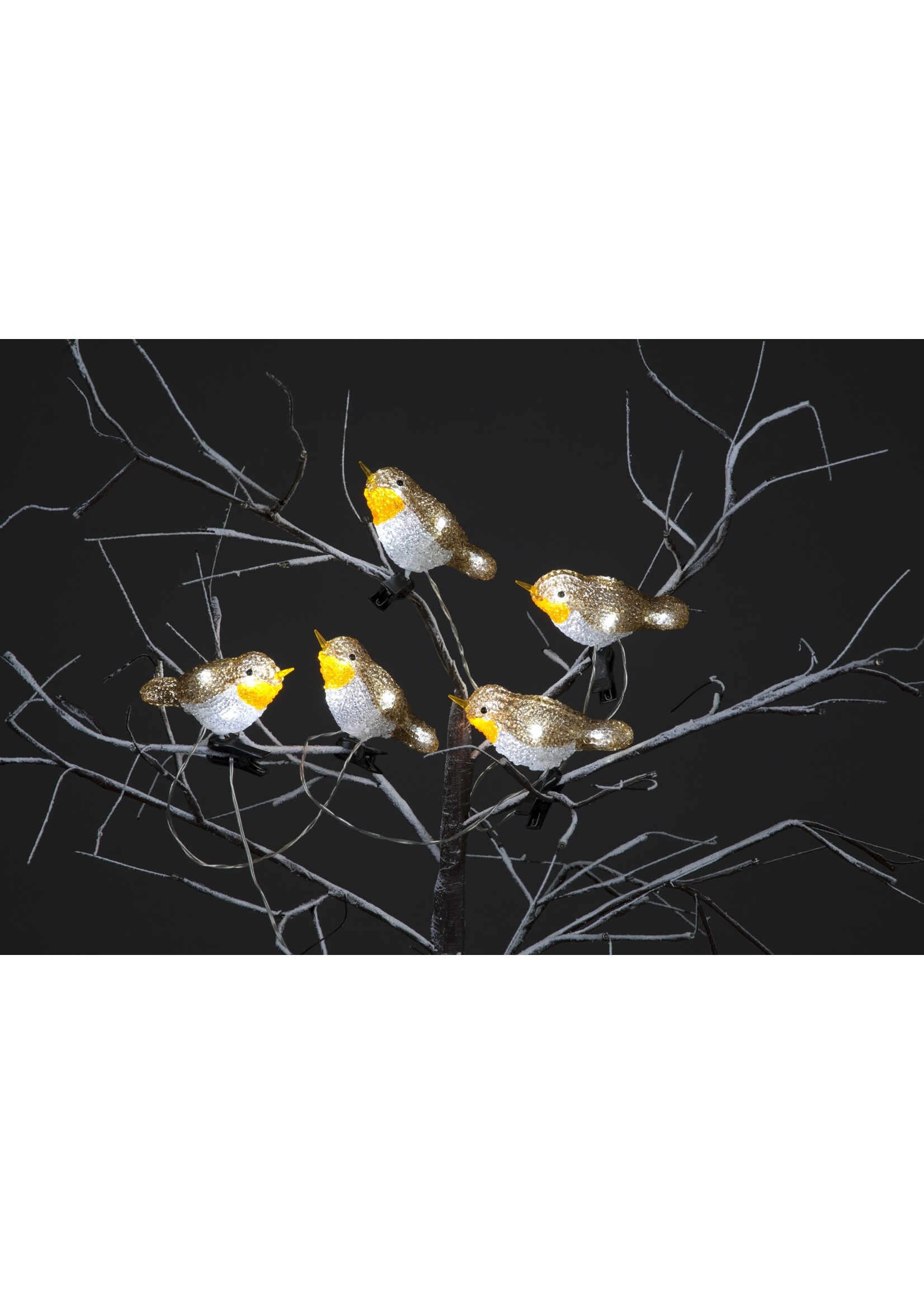 Snowtime Acrylic 5 Robin Lights clip on  ice white 30 cm