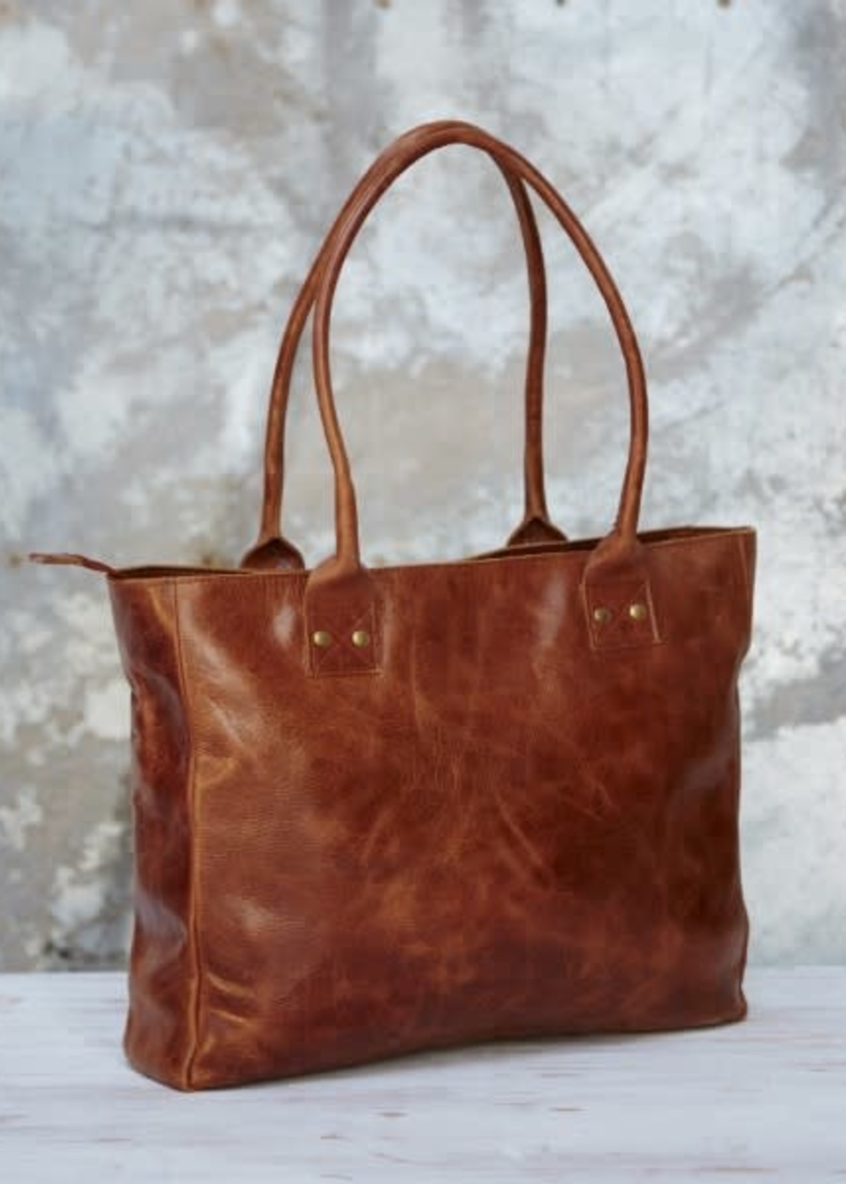 Leather Shoulder Shopping Bag