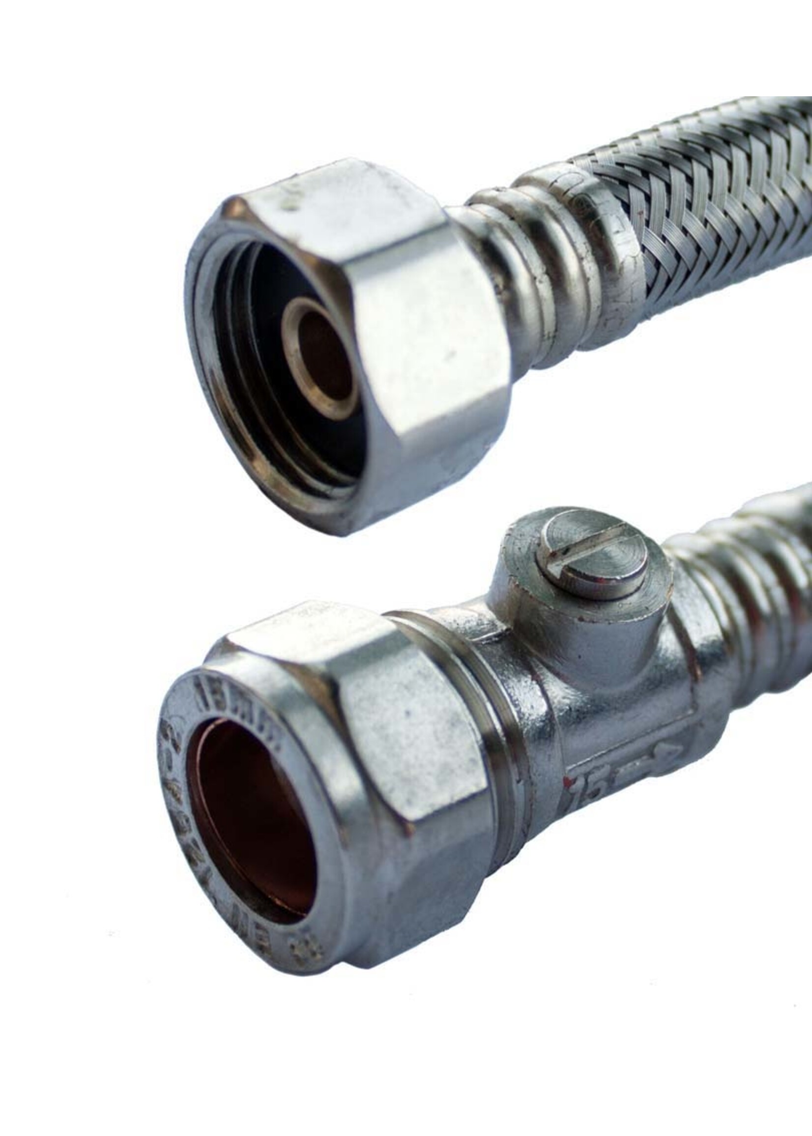 Oracstar Flexible Tap Connector 15mm x 1/2" x 50cm + Iso Valve