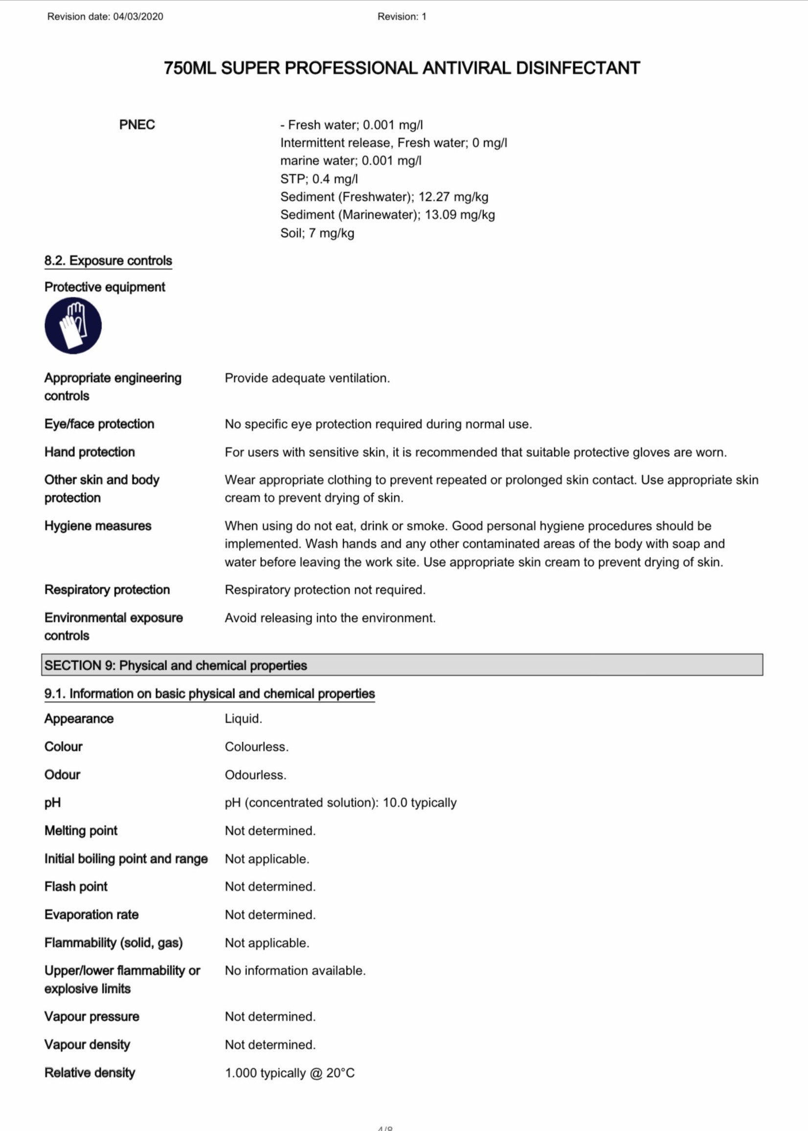 Coventry Chemicals Antiviral Disinfectant Spray V1 750ml