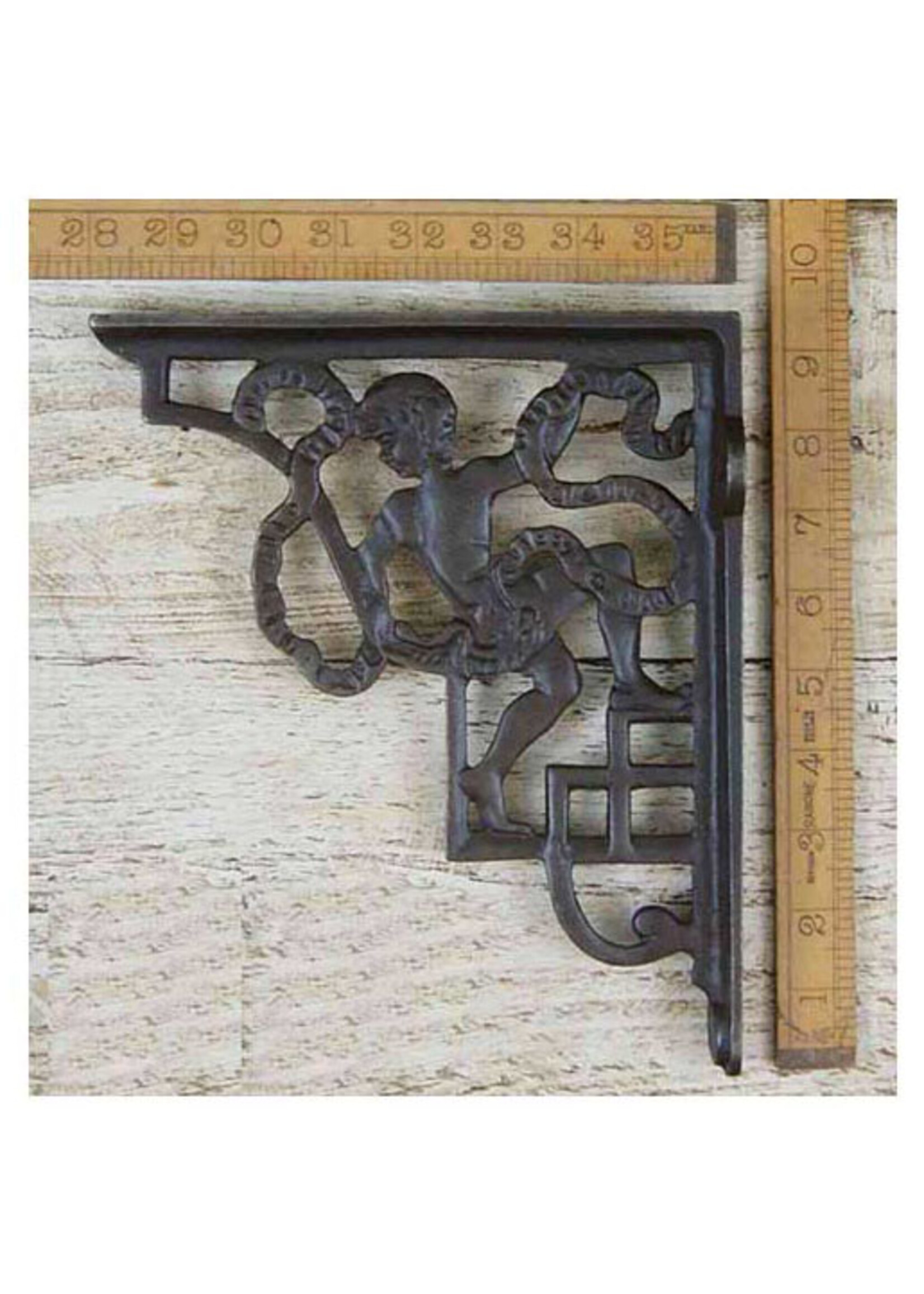 Cottingham Collection Shelf bracket cherub satin black 9.5x8"