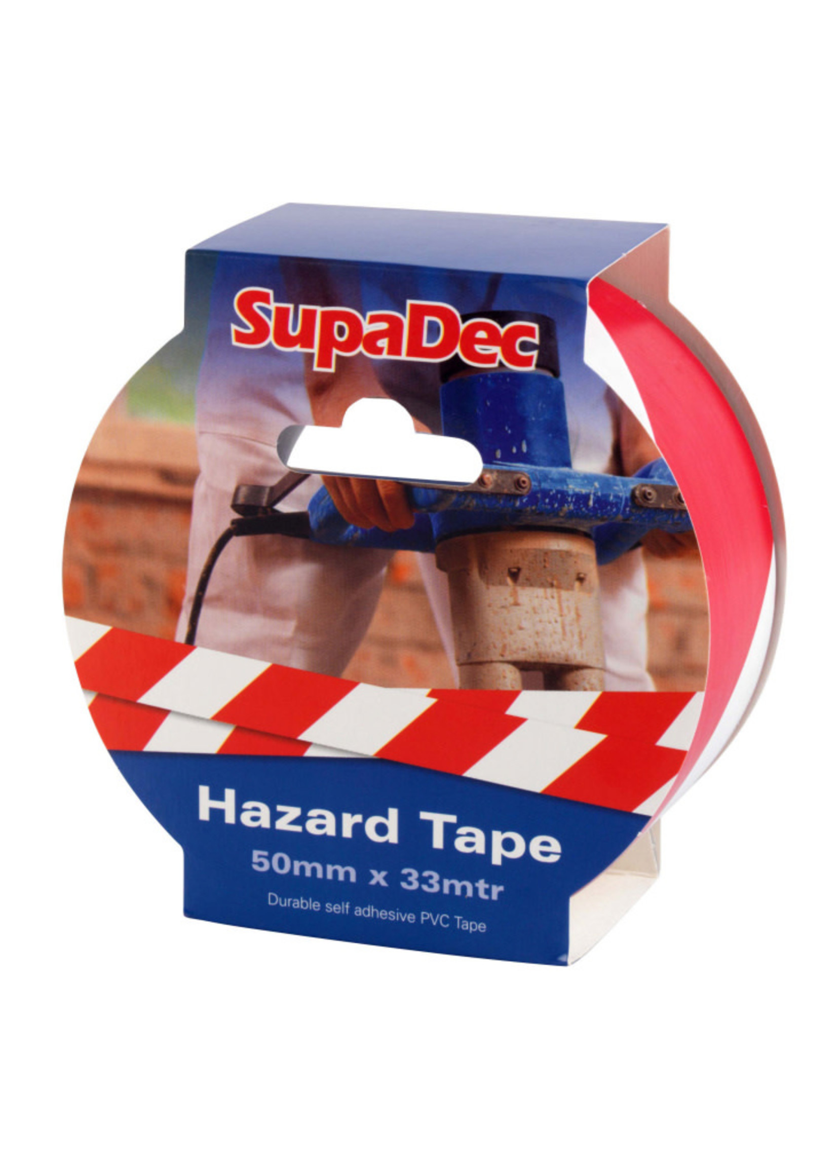 SupaDec SupaDec Hazard Warning Tape Red / White 50mm x 33mtr