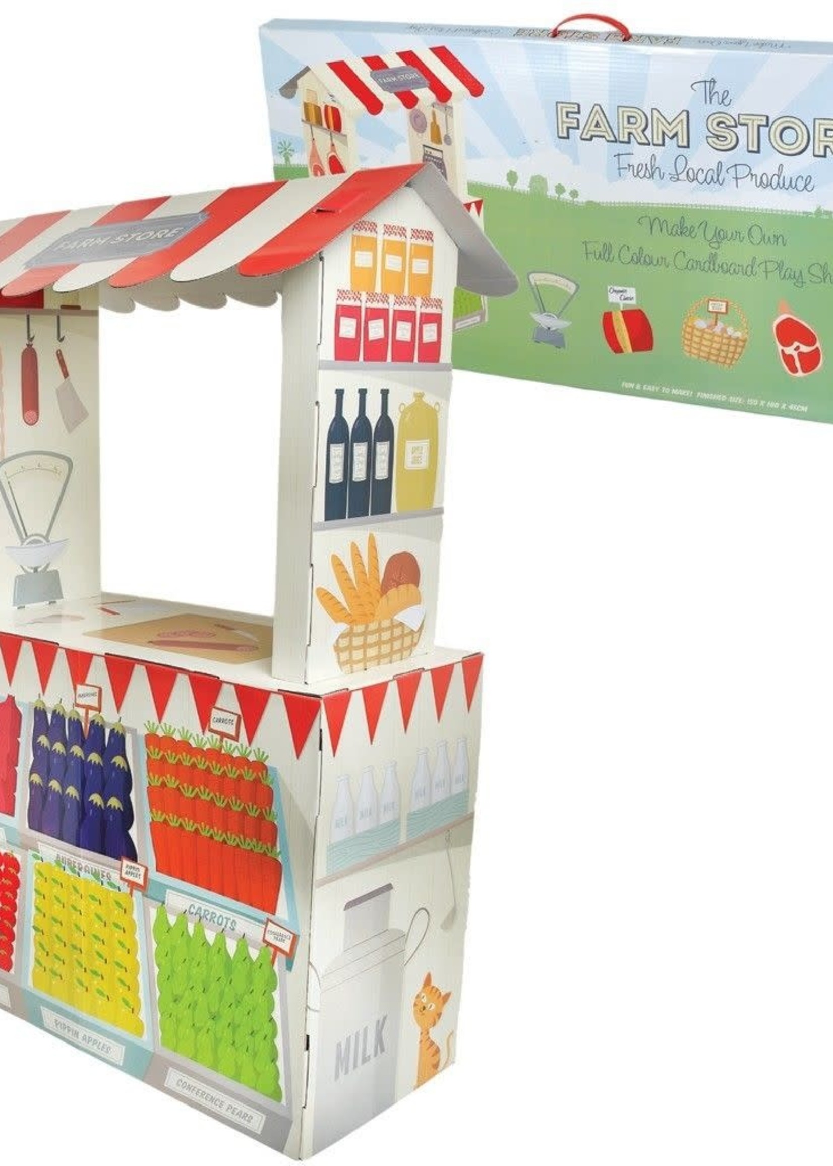 Rex Childrens Farm Store Shop Stand - Fold Away Cardboard Playhouse