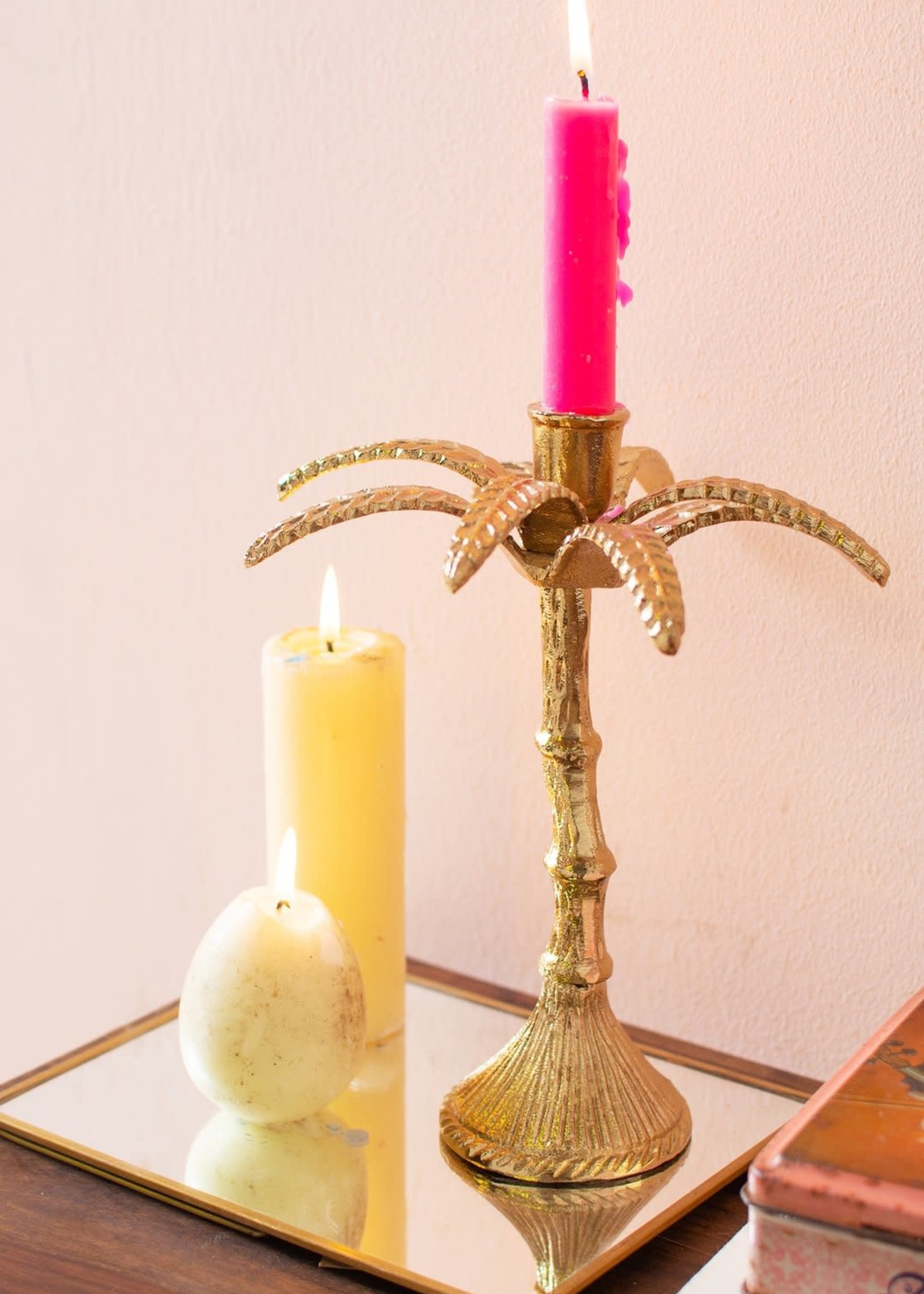 Ian Snow Gold Palm Tree Candle Holder