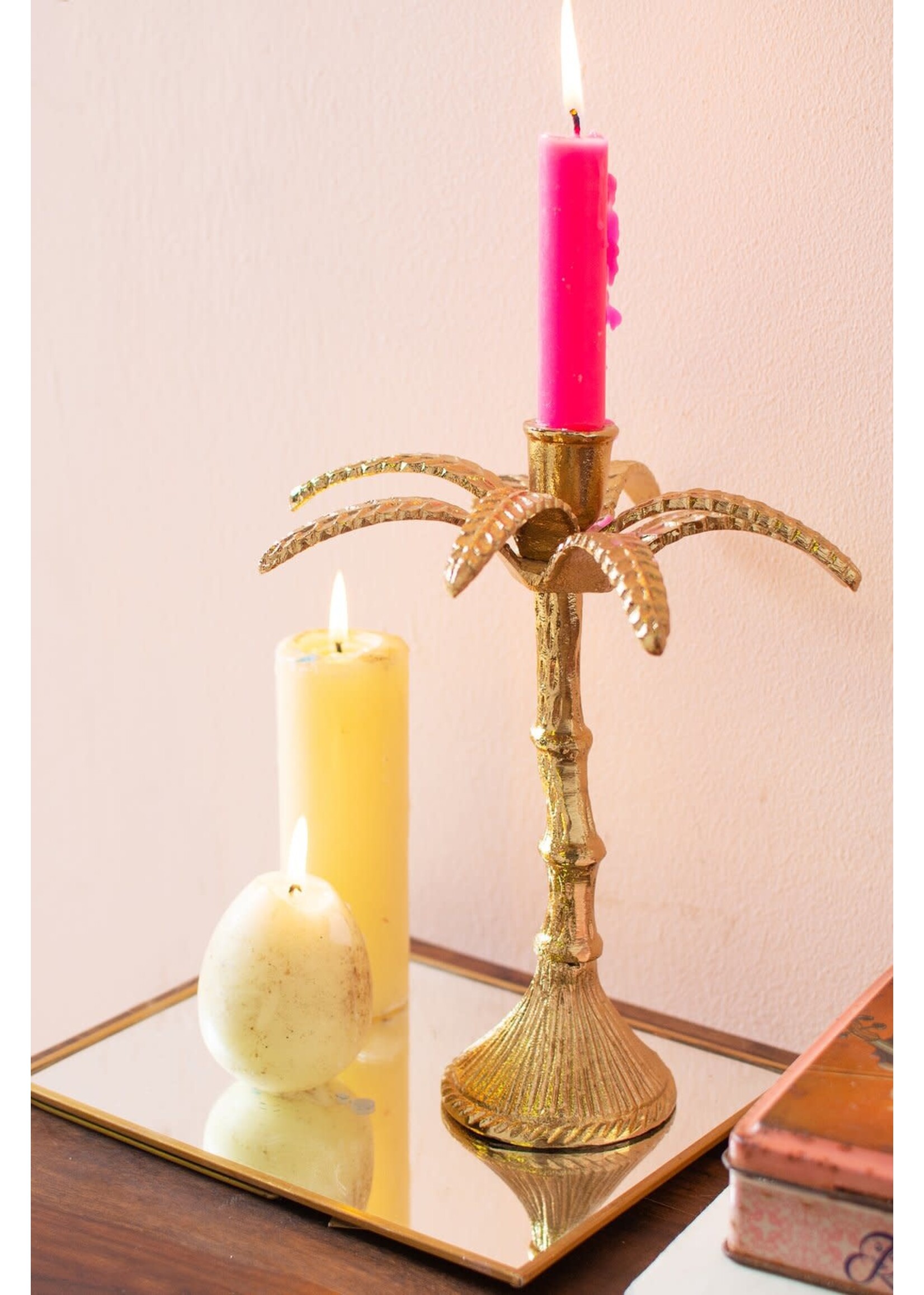 Ian Snow Gold Palm Tree Candle Holder