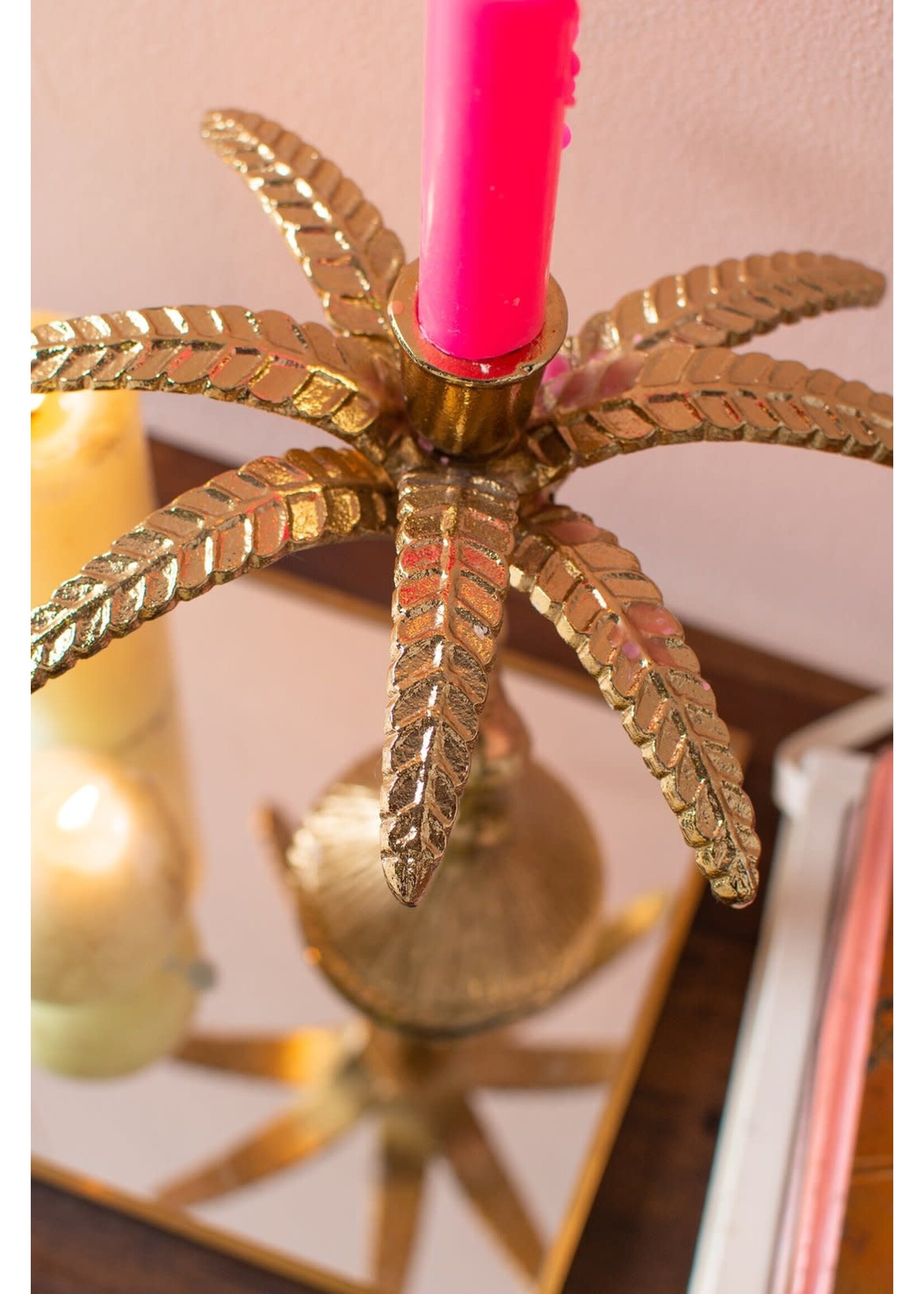 Ian Snow Gold Palm Tree Candle Holder
