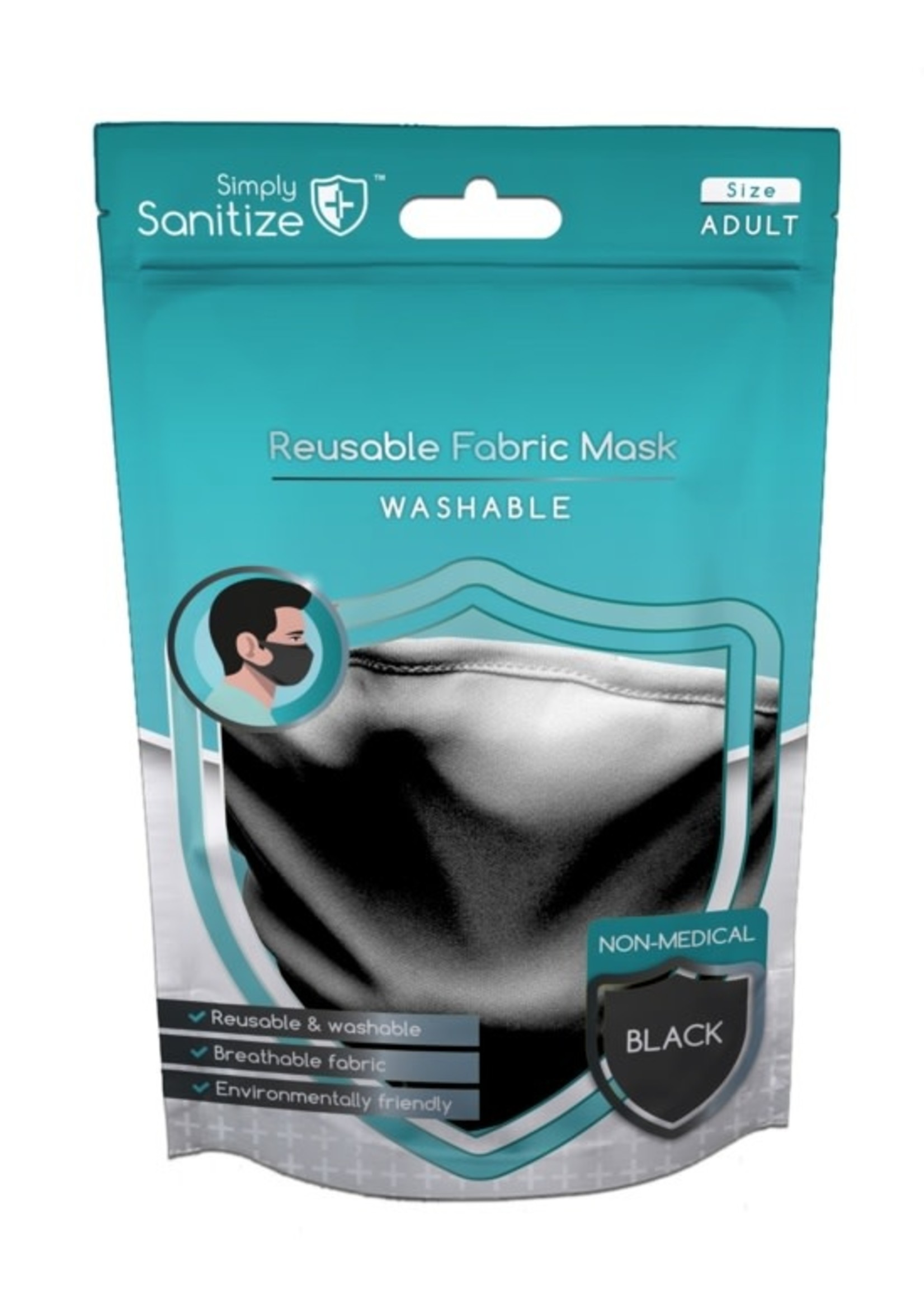 Simply Sanitize Reusable Fabric Facemask Black