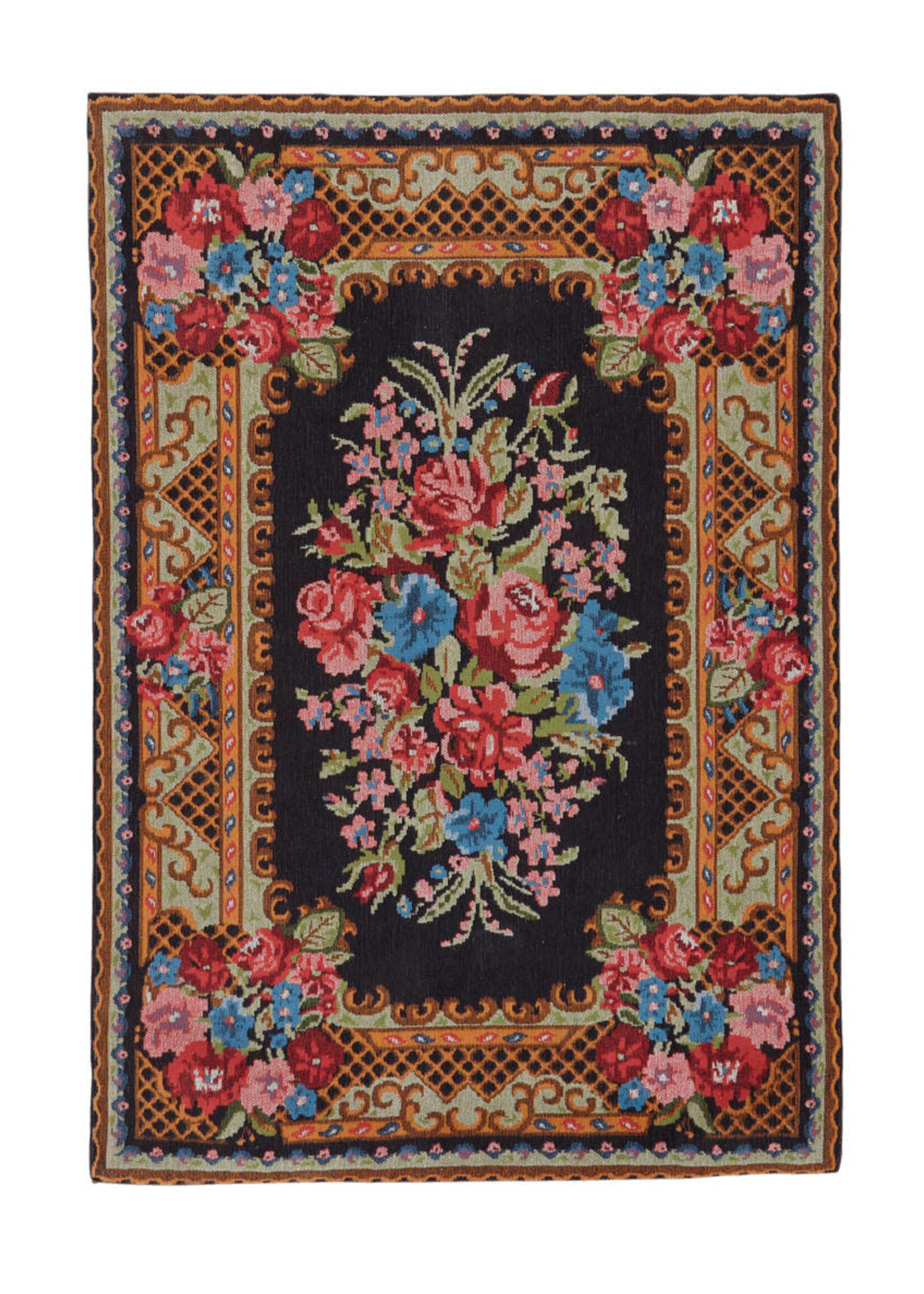 Kaemingk Kaemingk Black Rose Rug Cotton 1.2 x 1.7m Rose Kilim Multi