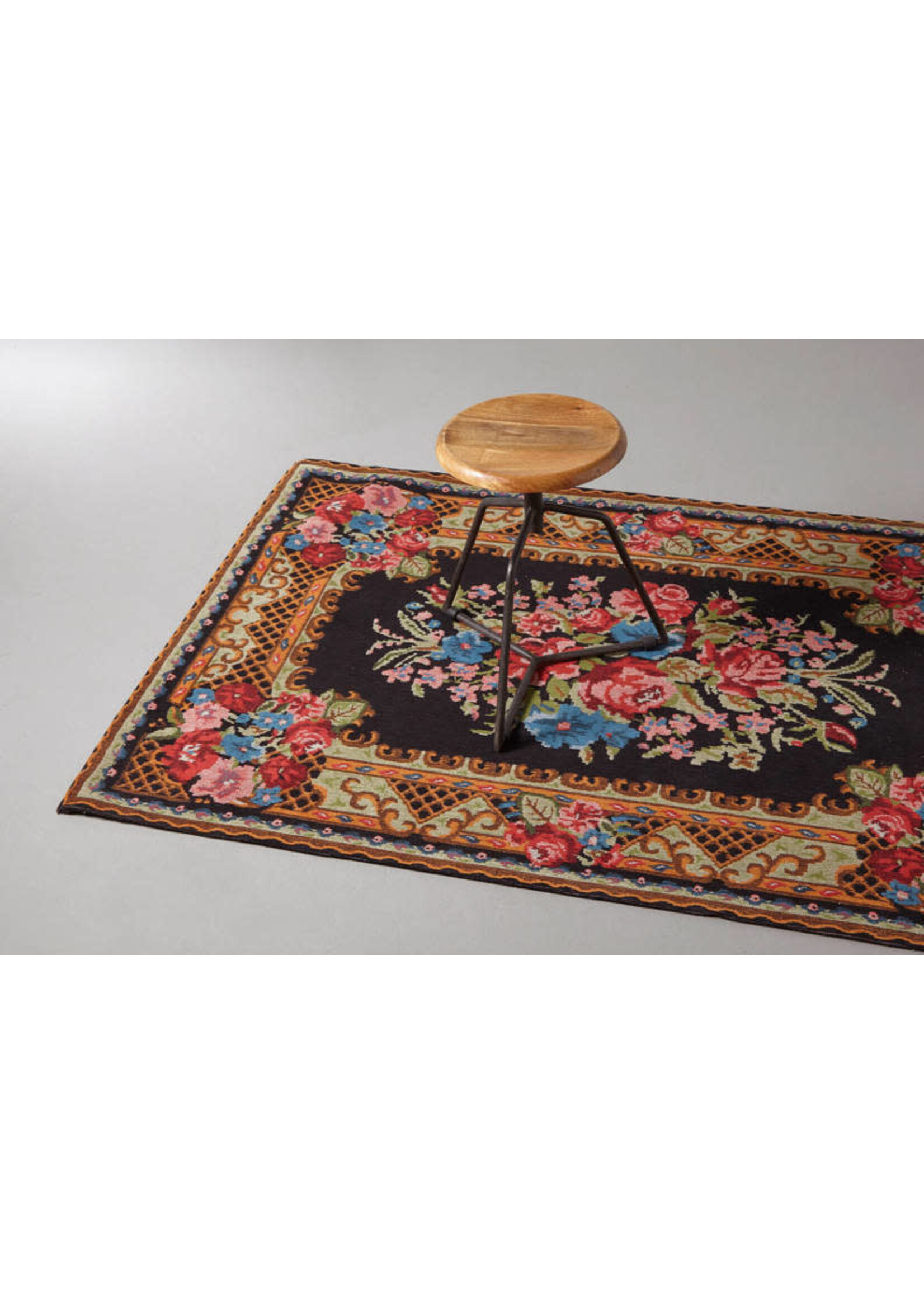 Kaemingk Kaemingk Black Rose Rug Cotton 1.2 x 1.7m Rose Kilim Multi