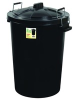 Pro Plas Clip Lid Dust Bin Black